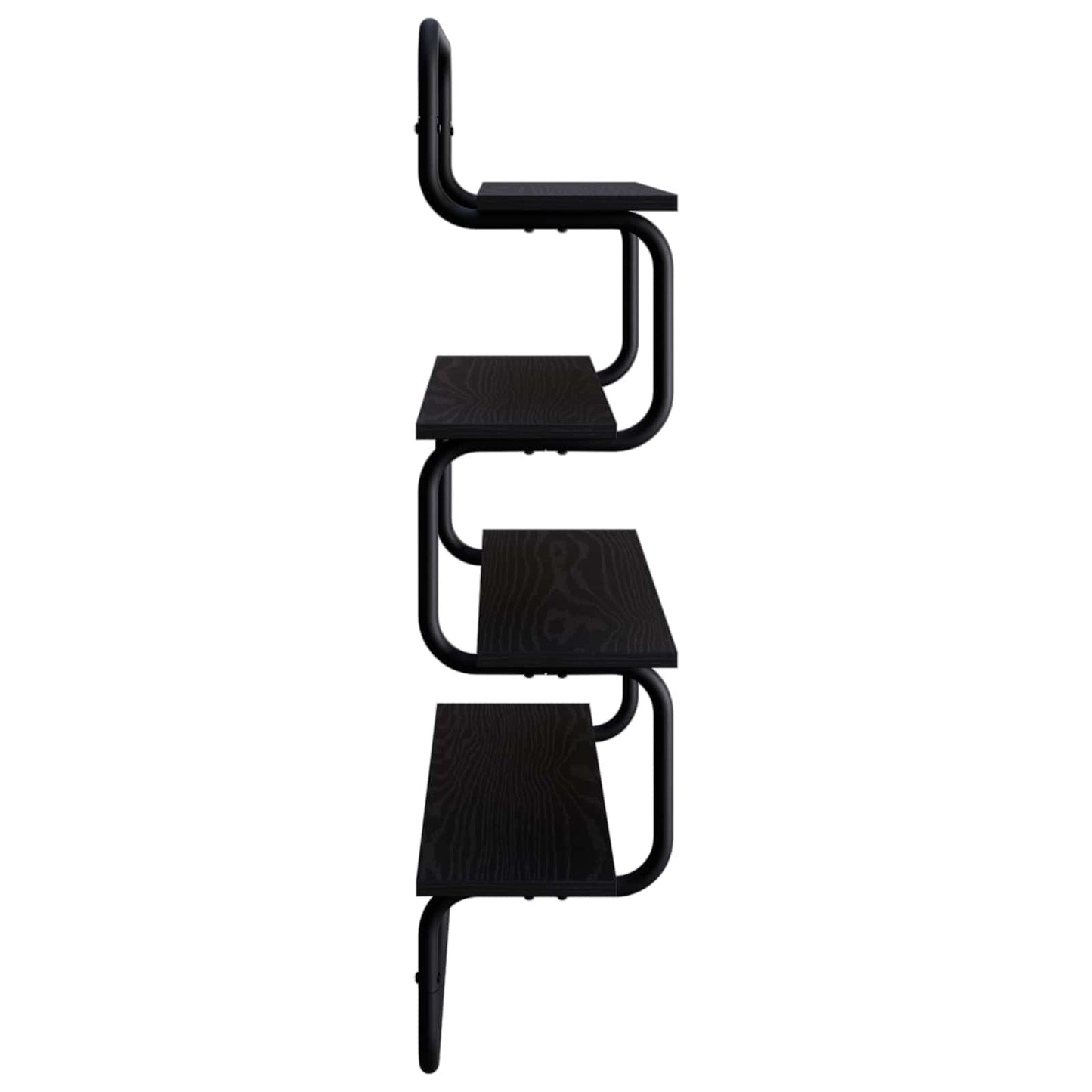 4-Tier Fali Polc Fekete Tölgy 40 x 24,5 x 104 cm Szerelt Fa
