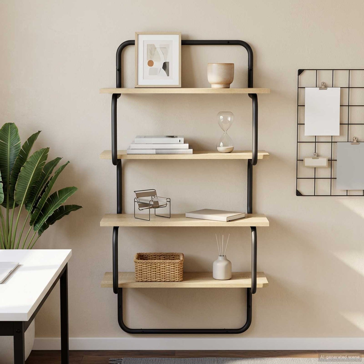 4-Tier Fali Polc Sonoma Tölgy 40 x 24,5 x 104 cm Szerelt Fa