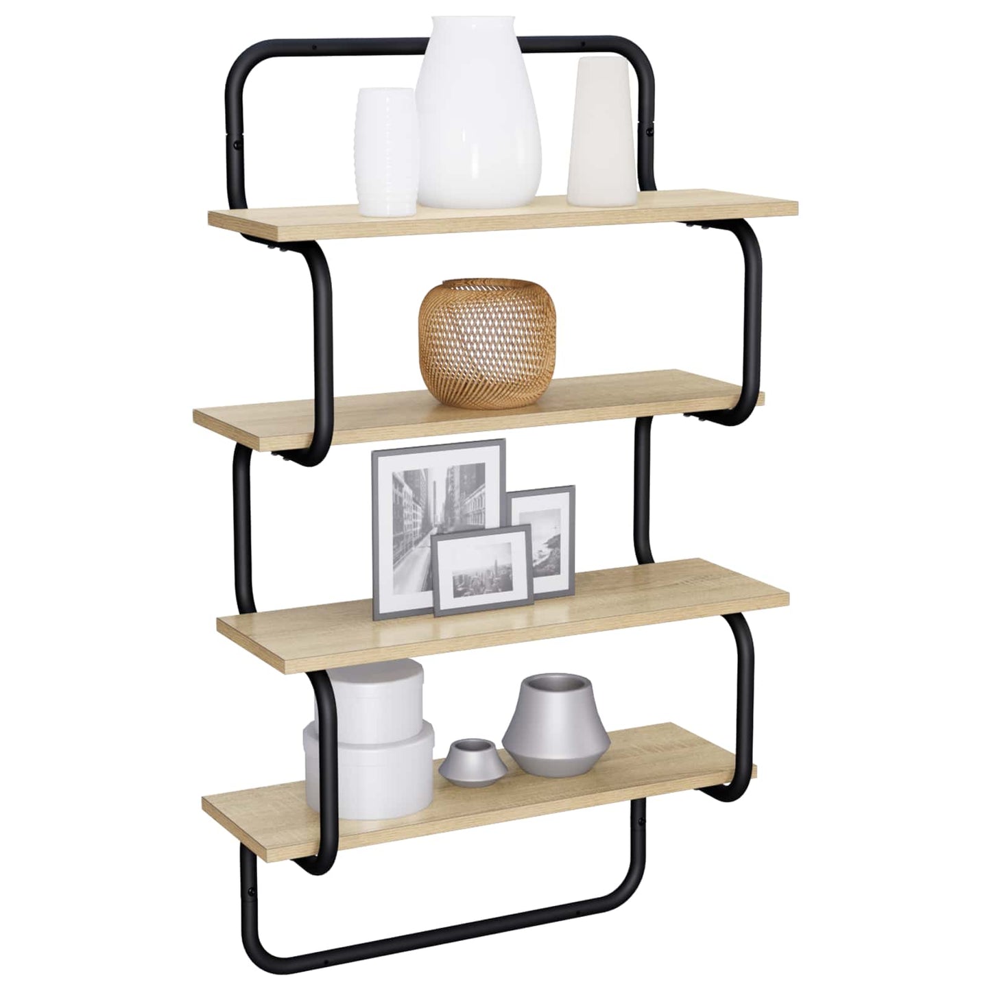 4-Tier Fali Polc Sonoma Tölgy 40 x 24,5 x 104 cm Szerelt Fa