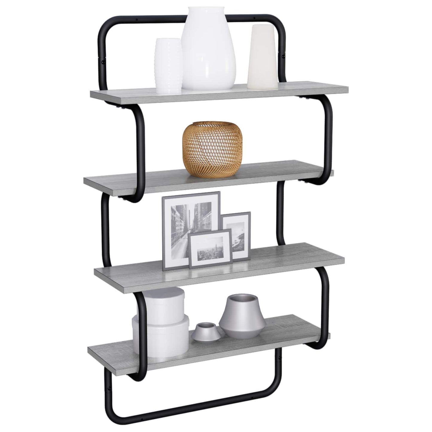 4-Tier Fali Polc Szürke Sonoma 40 x 24,5 x 104 cm Szerelt Fa