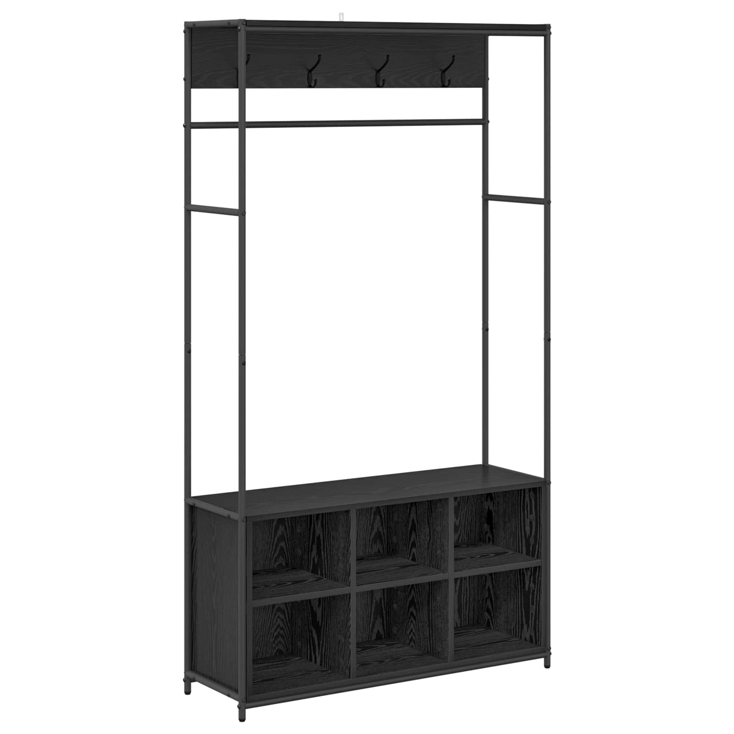Kabátállvány cipőpaddal Fekete Tölgy 100 x 32 x 180,5 cm