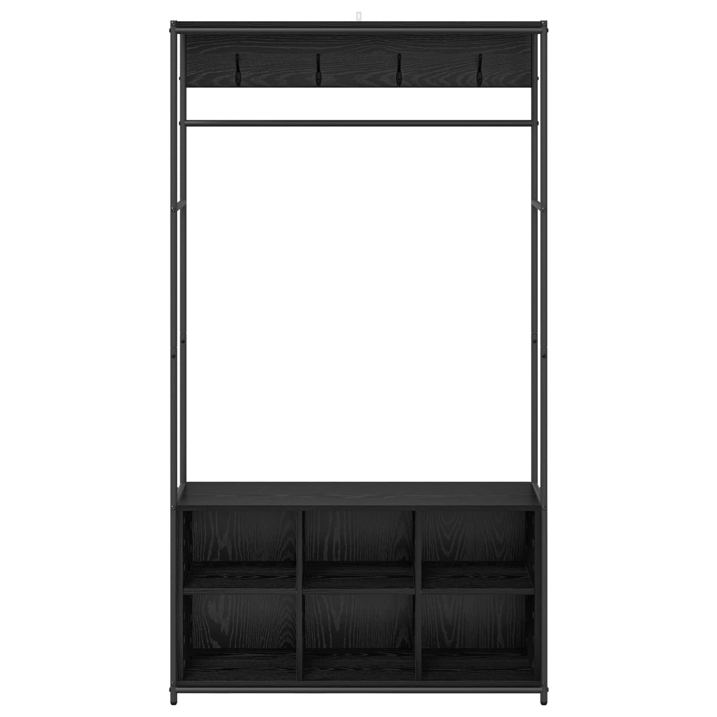 Kabátállvány cipőpaddal Fekete Tölgy 100 x 32 x 180,5 cm