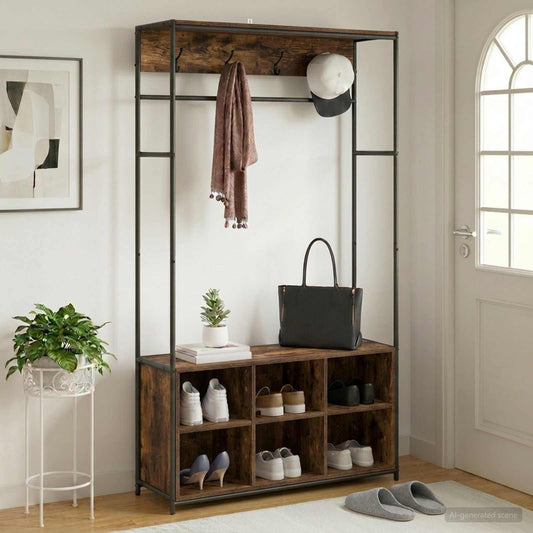 Kabátállvány cipőpaddal Füstös Tölgy 100 x 32 x 180,5 cm