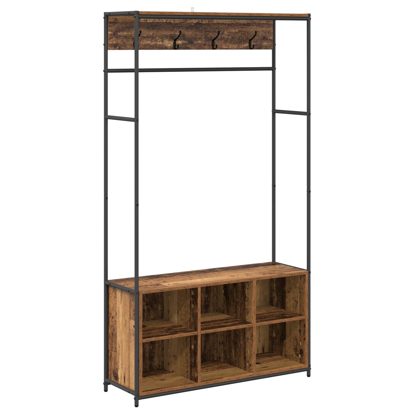 Kabátállvány cipőpaddal Antik Fa 100 x 32 x 180,5 cm Szerelt Fa