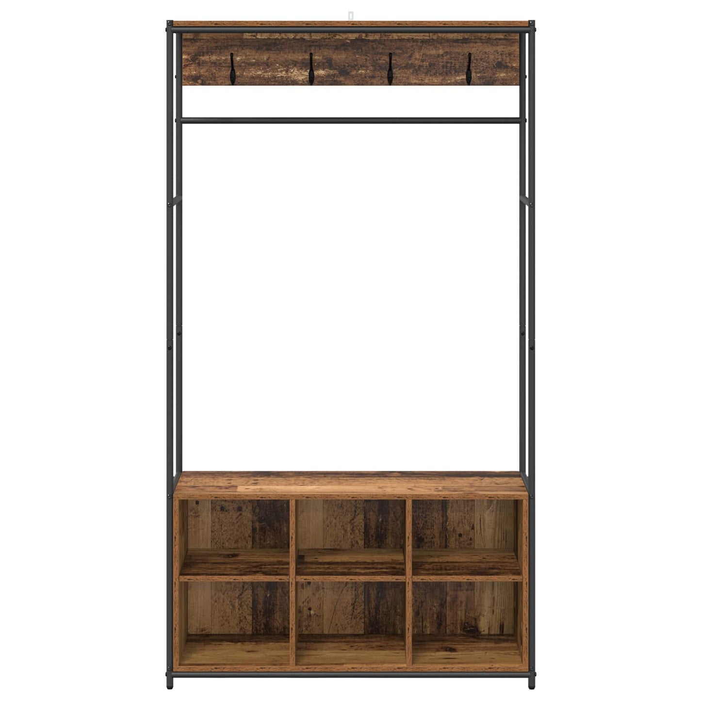 Kabátállvány cipőpaddal Antik Fa 100 x 32 x 180,5 cm Szerelt Fa