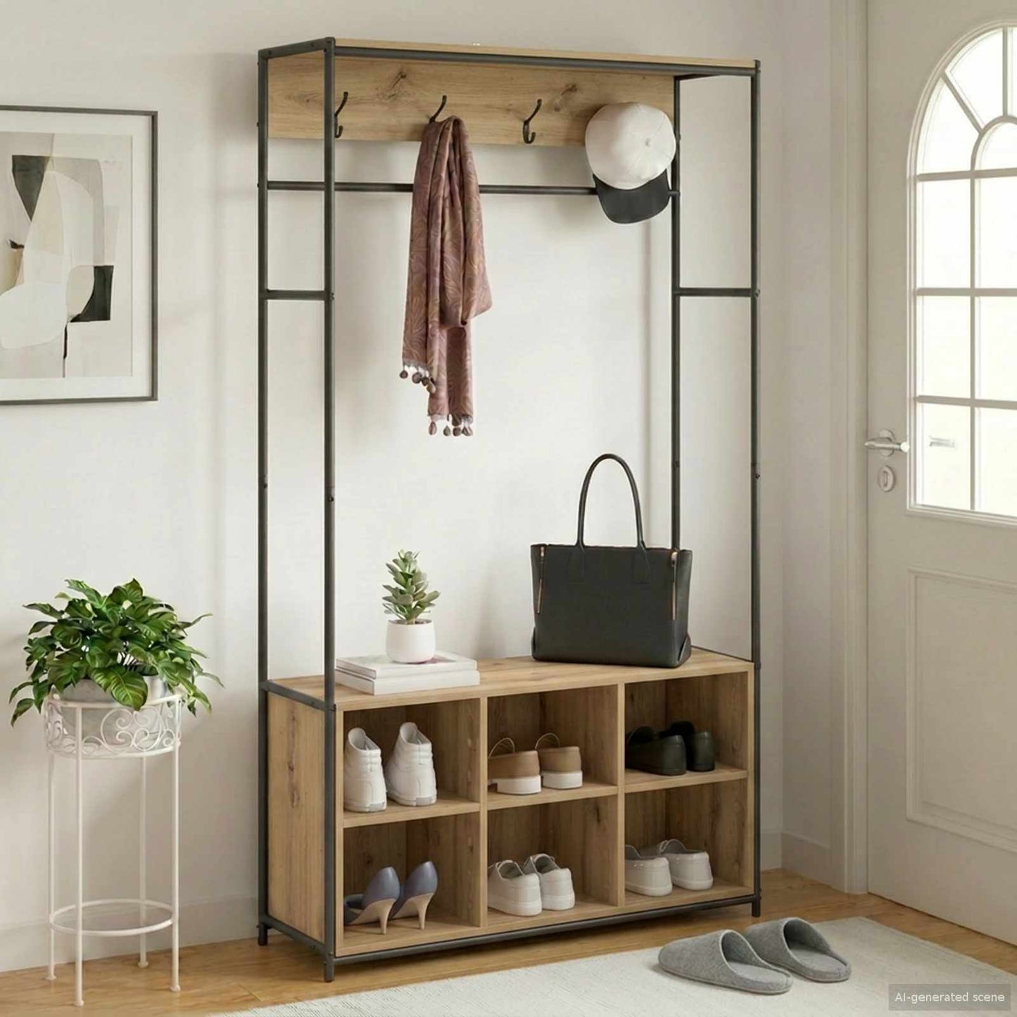 Kabátállvány cipőpaddal Kézműves Tölgy 100 x 32 x 180,5 cm