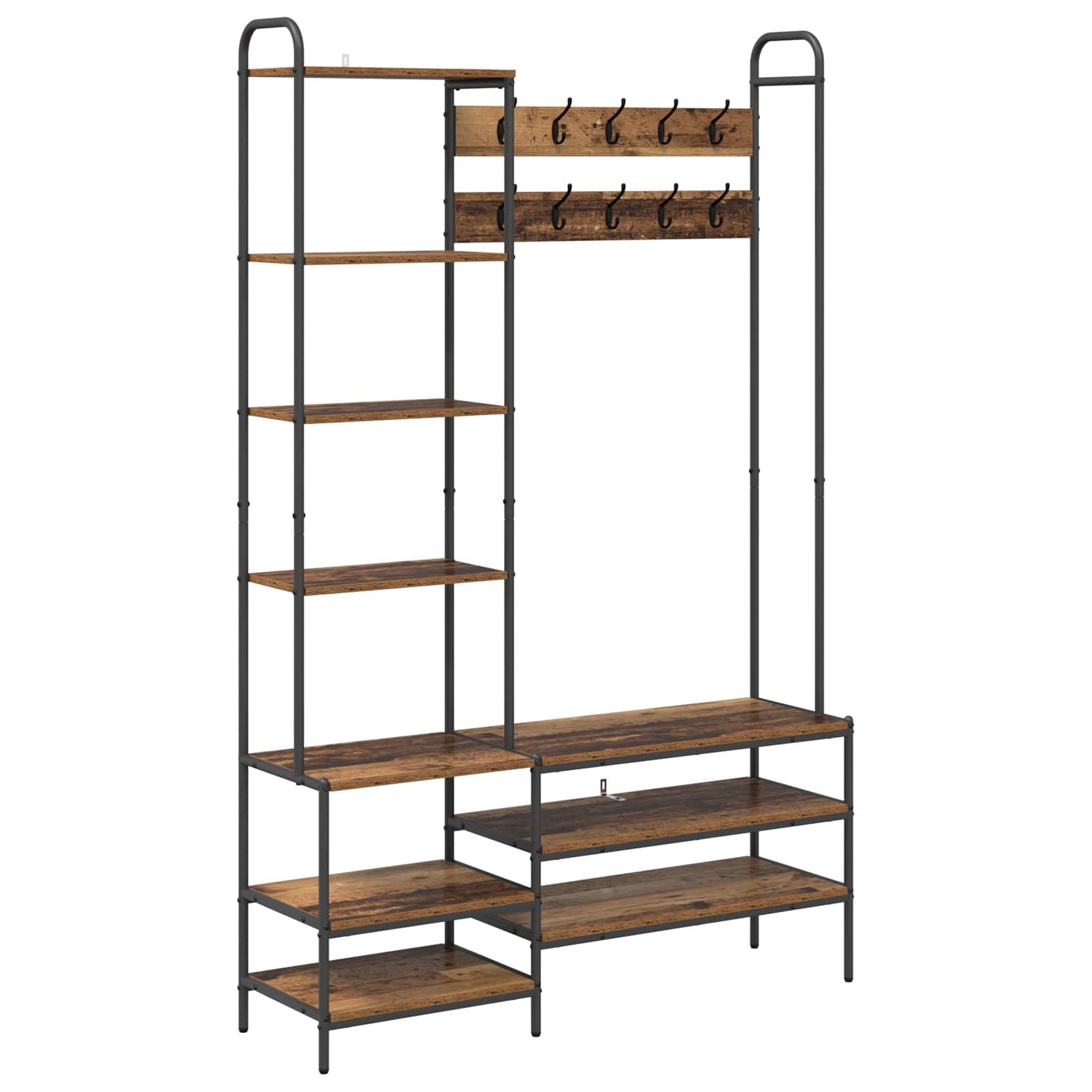 Kabátállvány cipőpaddal Antik Fa 120,5 x 34 x 190 cm Szerelt Fa