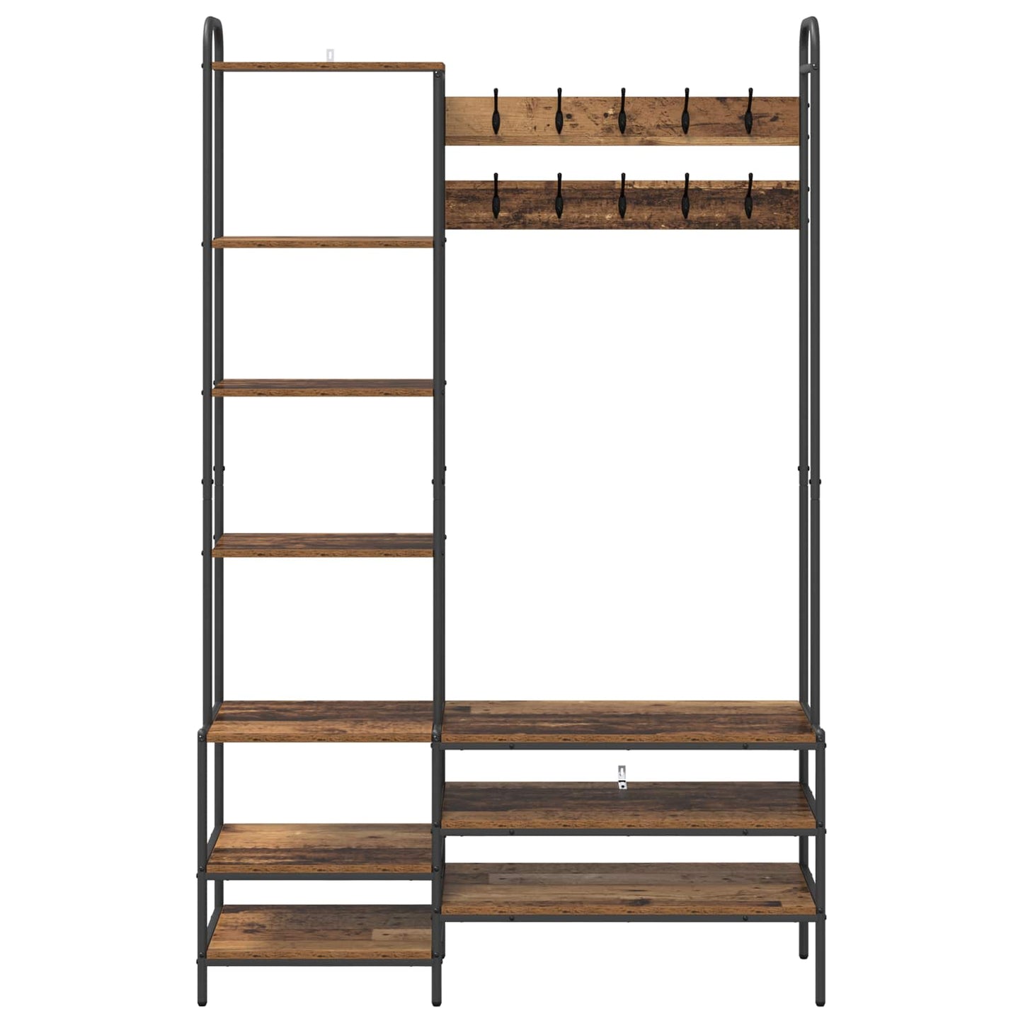 Kabátállvány cipőpaddal Antik Fa 120,5 x 34 x 190 cm Szerelt Fa