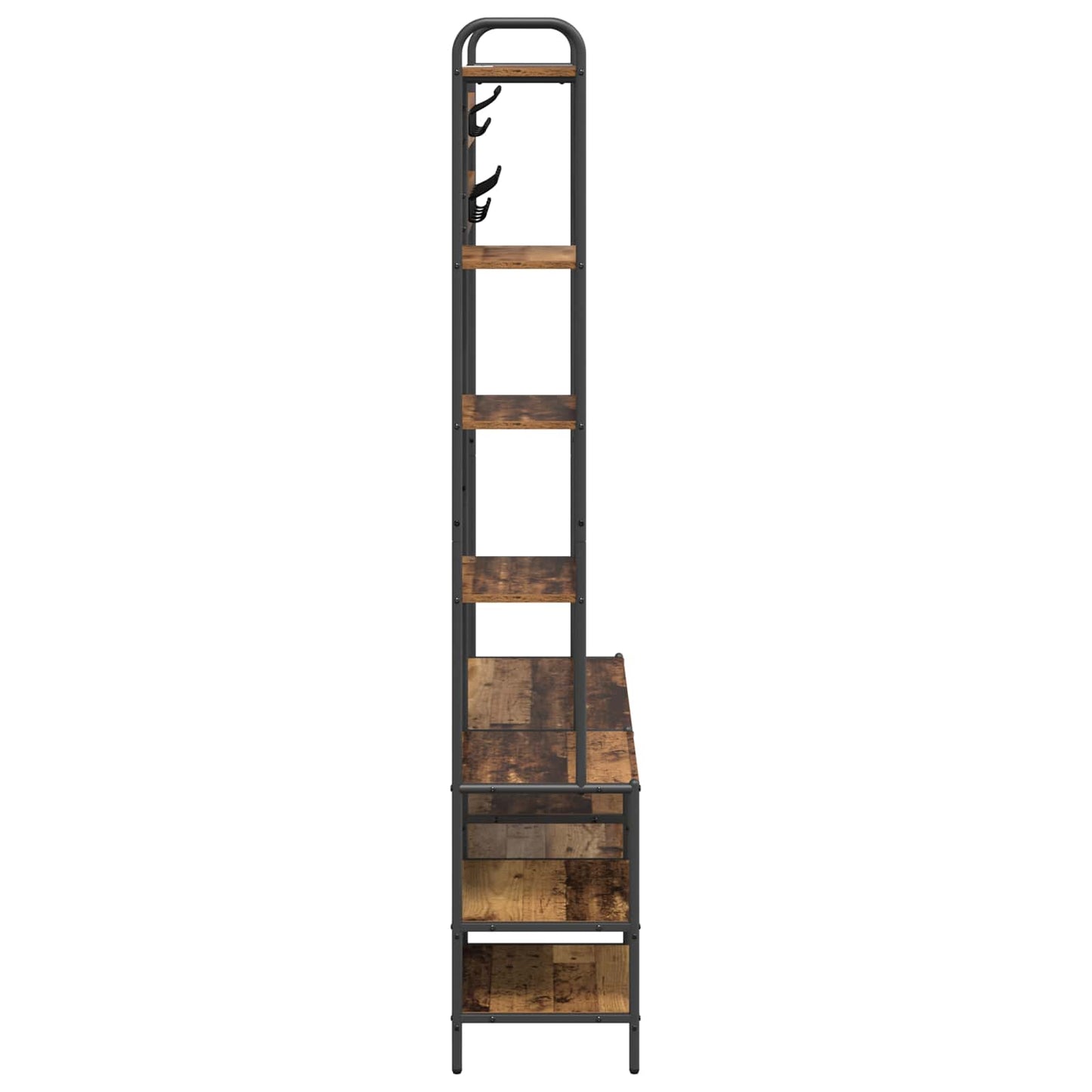 Kabátállvány cipőpaddal Antik Fa 120,5 x 34 x 190 cm Szerelt Fa