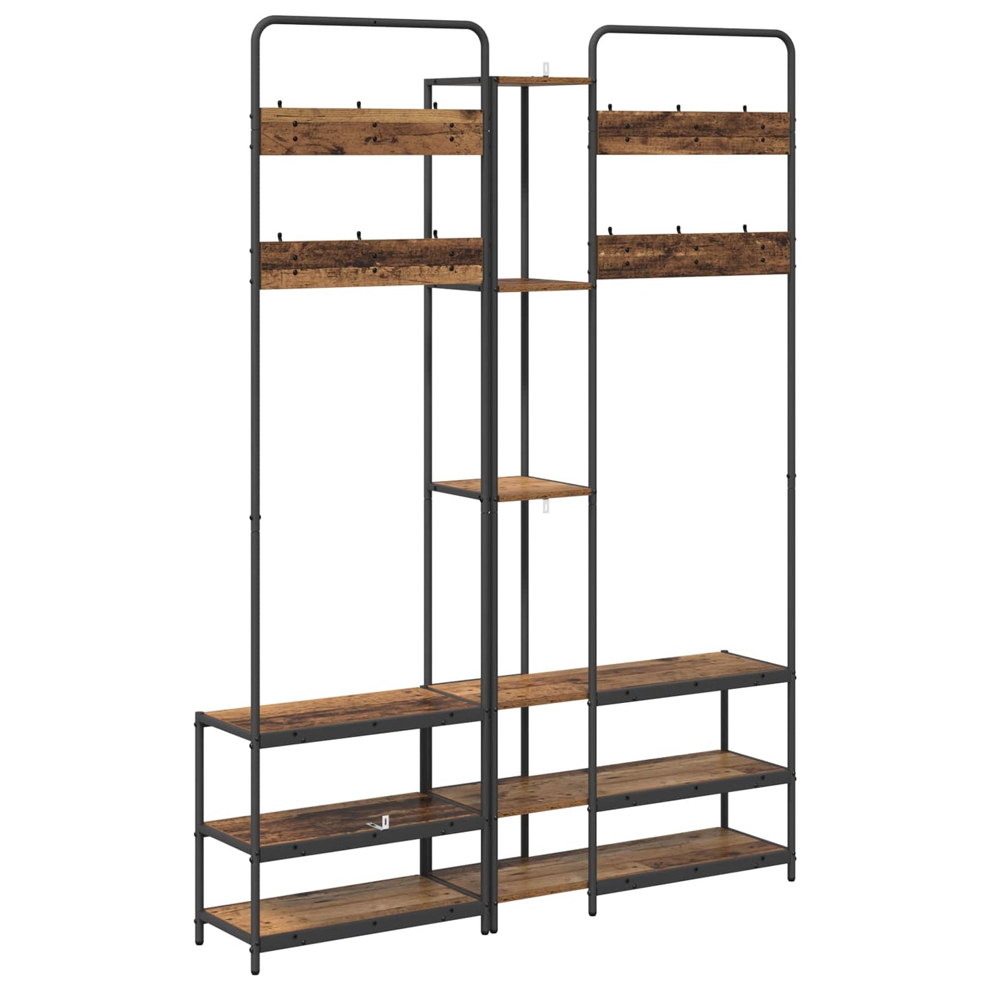Kabátállvány cipőpaddal Antik Fa 143 x 30 x 199,5 cm Szerelt Fa