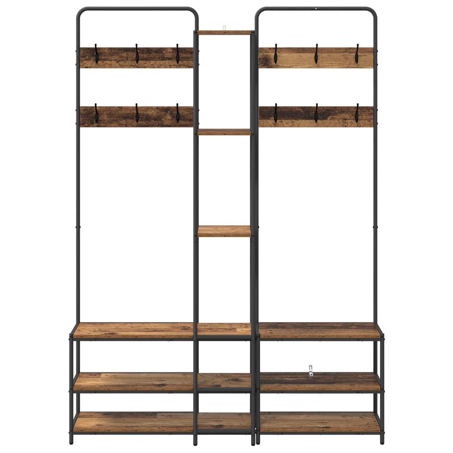 Kabátállvány cipőpaddal Antik Fa 143 x 30 x 199,5 cm Szerelt Fa
