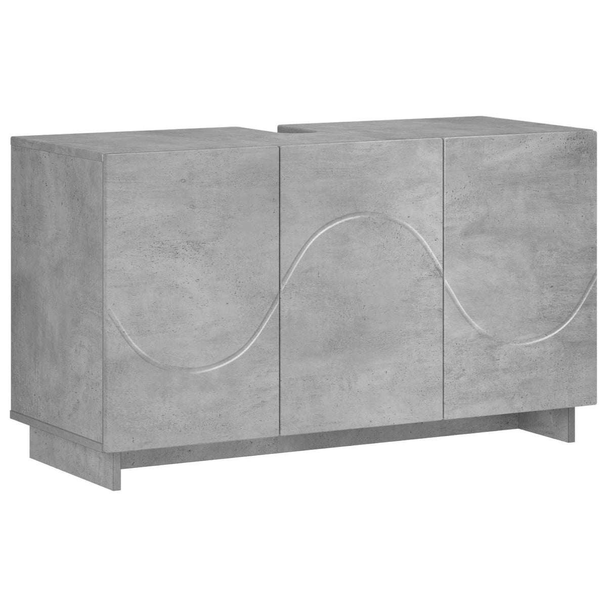 Fürdőszobai Szekrény Szett 3 db Betonszürke Szerelt Fa