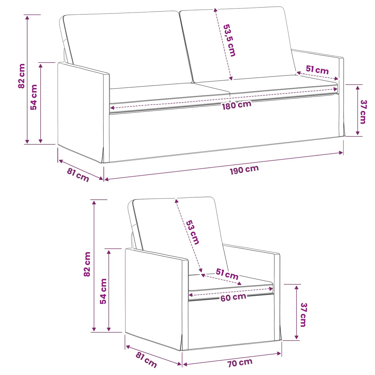 Kanapé Szett 2 pcs Sötét Barna Szövet