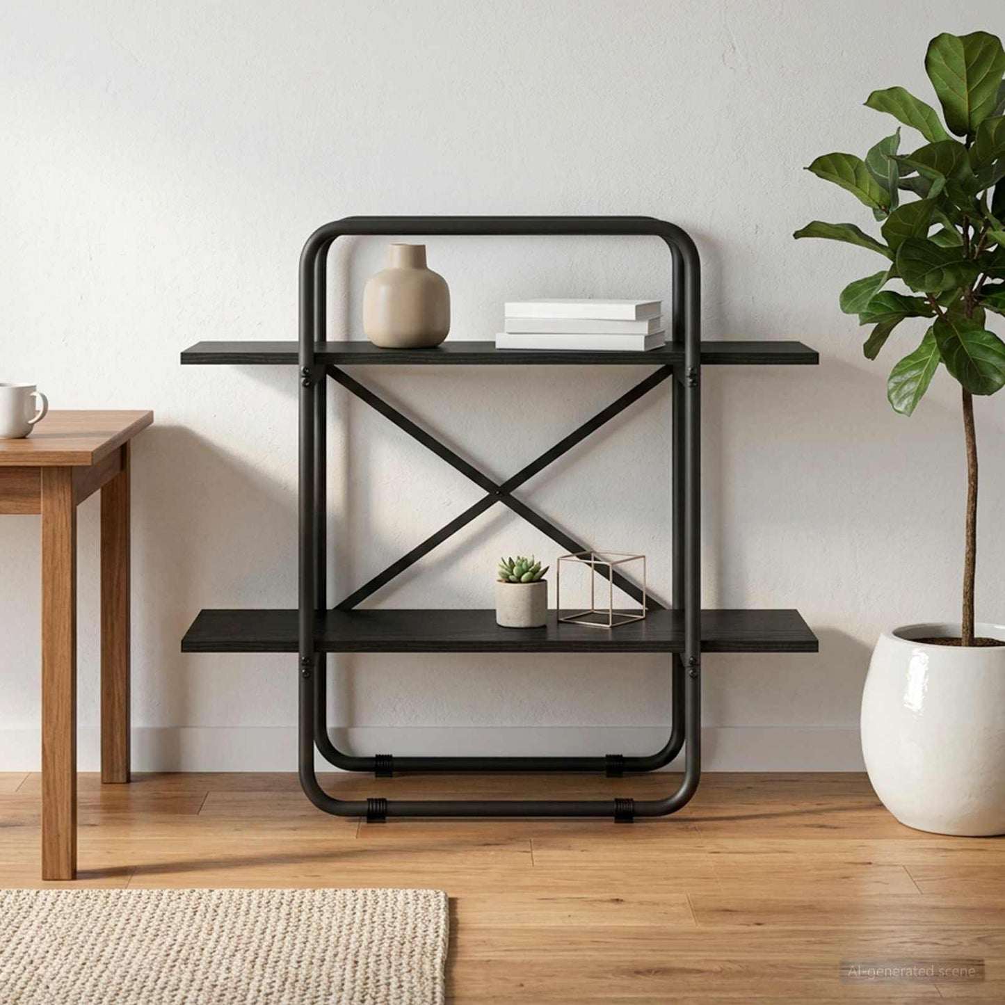 Könyvespolc 2 szintes 60 x 35 x 70 cm PB Fekete Tölgy