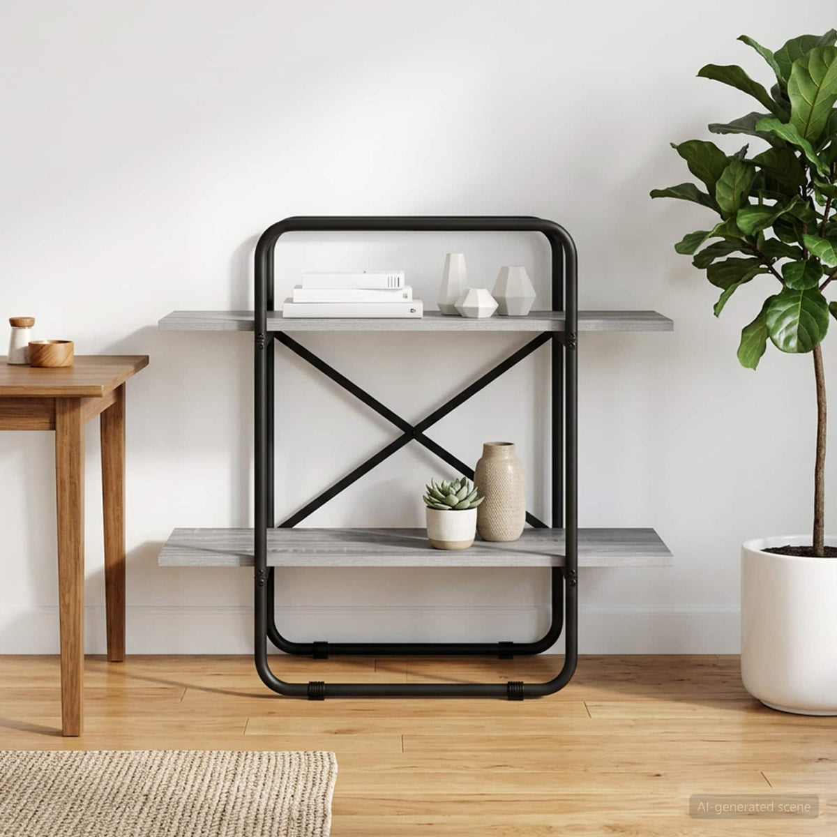 Könyvespolc 2 szintes 60 x 35 x 70 cm PB Szürke Sonoma