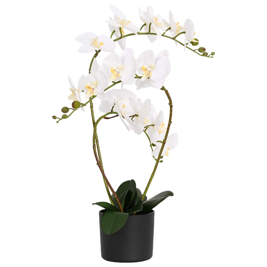 Mesterséges orchidea növény cserépben Fehér 45 x 15 x 65 cm