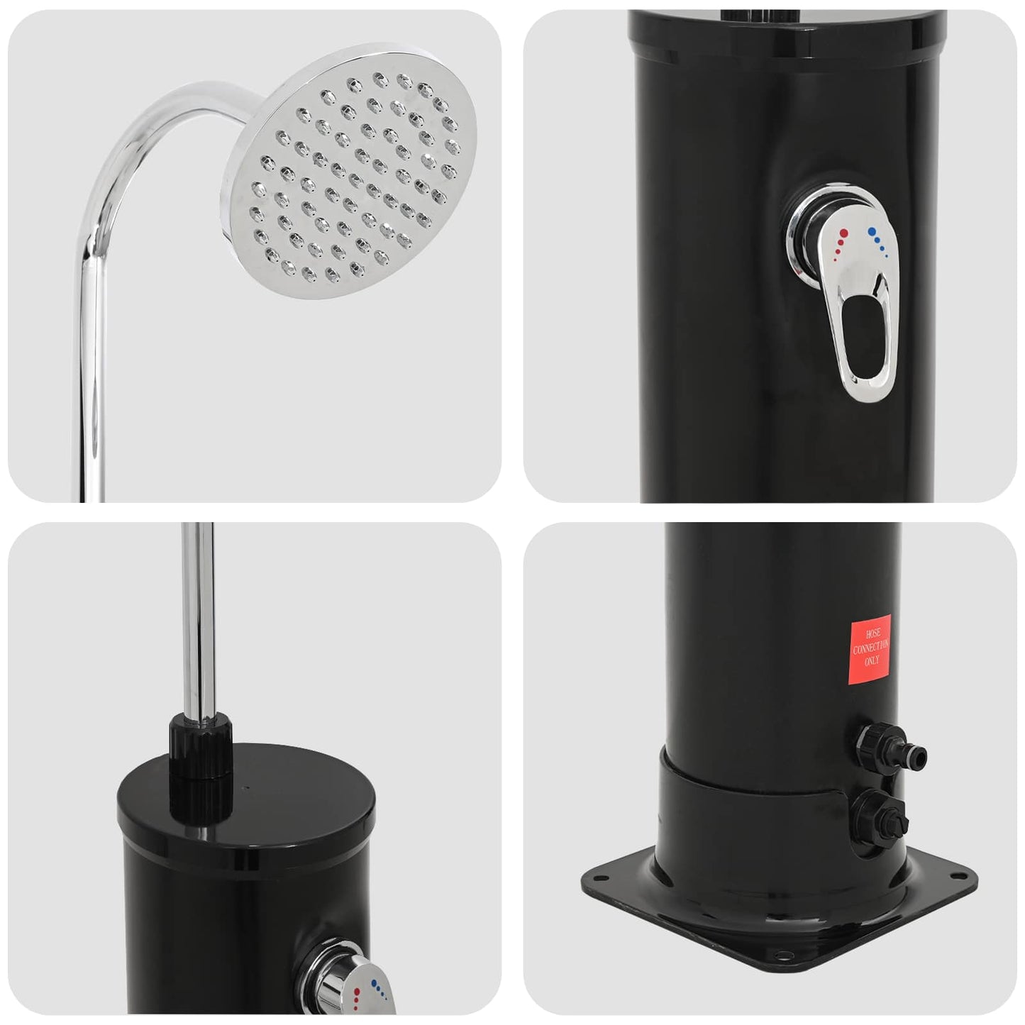 Napenerős Zuhany Zuhanyfejjel 20 l PVC, ABS, Cinkötvözet Fekete