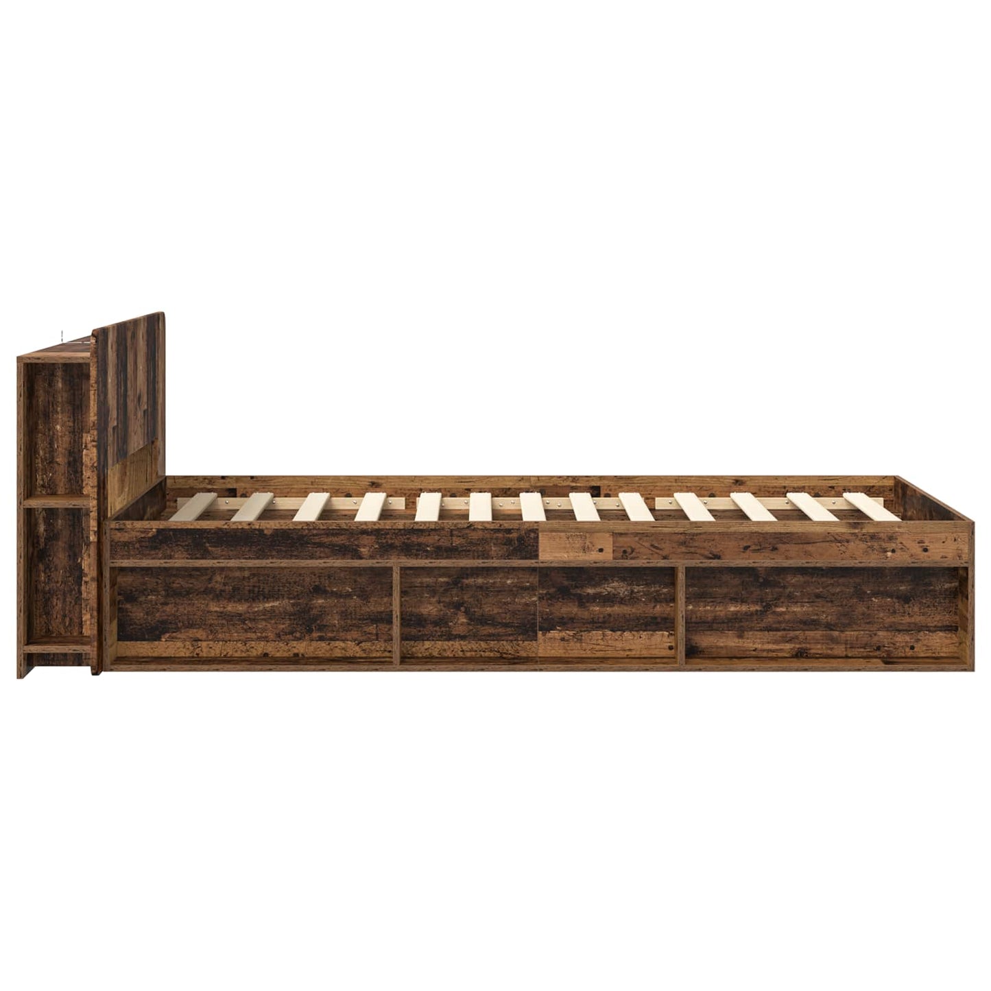 Ágykeret tárolóval fejtámlával Antik Fa 80 x 200 cm Szerelt Fa