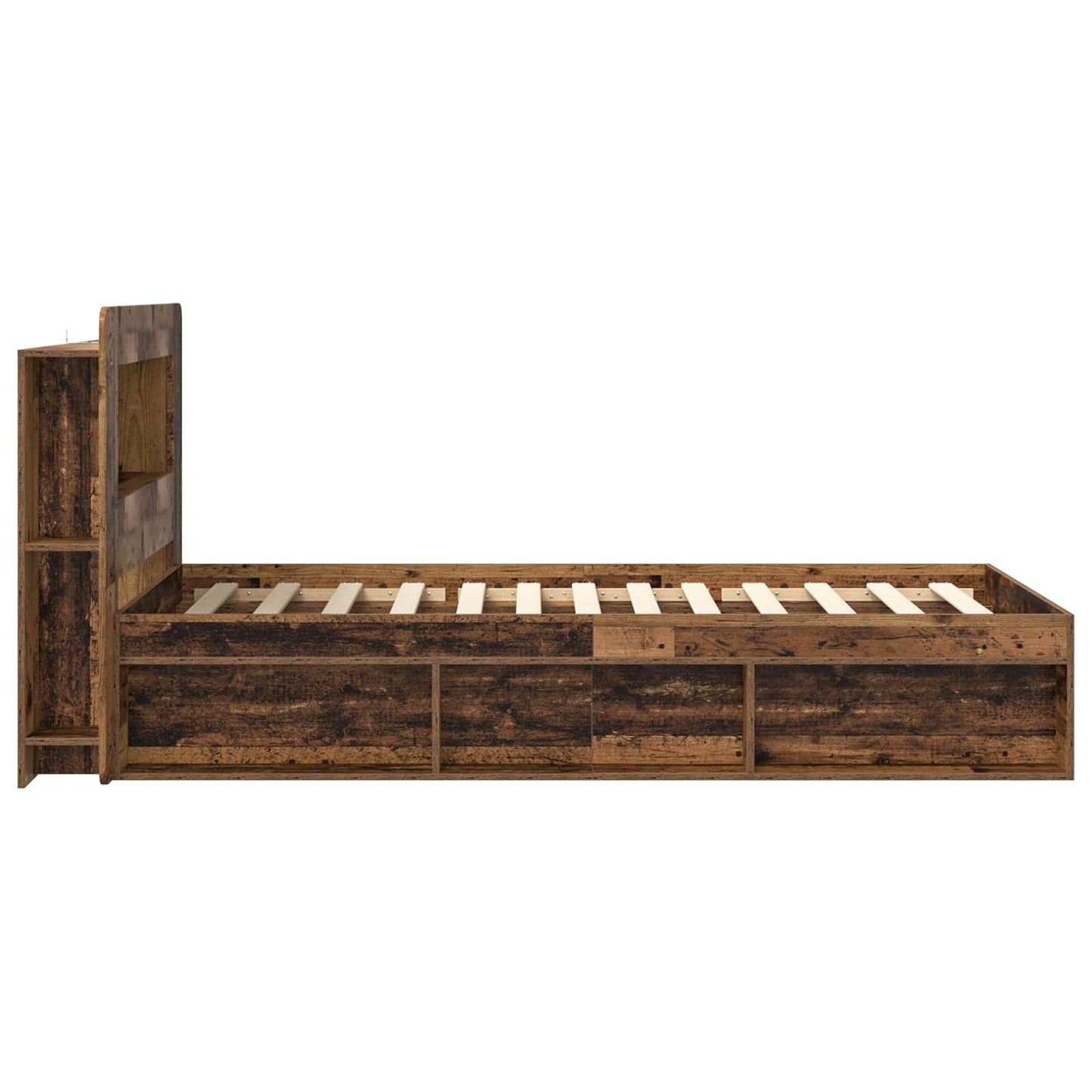 Ágykeret tárolóval fejtámlával Antik Fa 90 x 200 cm Szerelt Fa