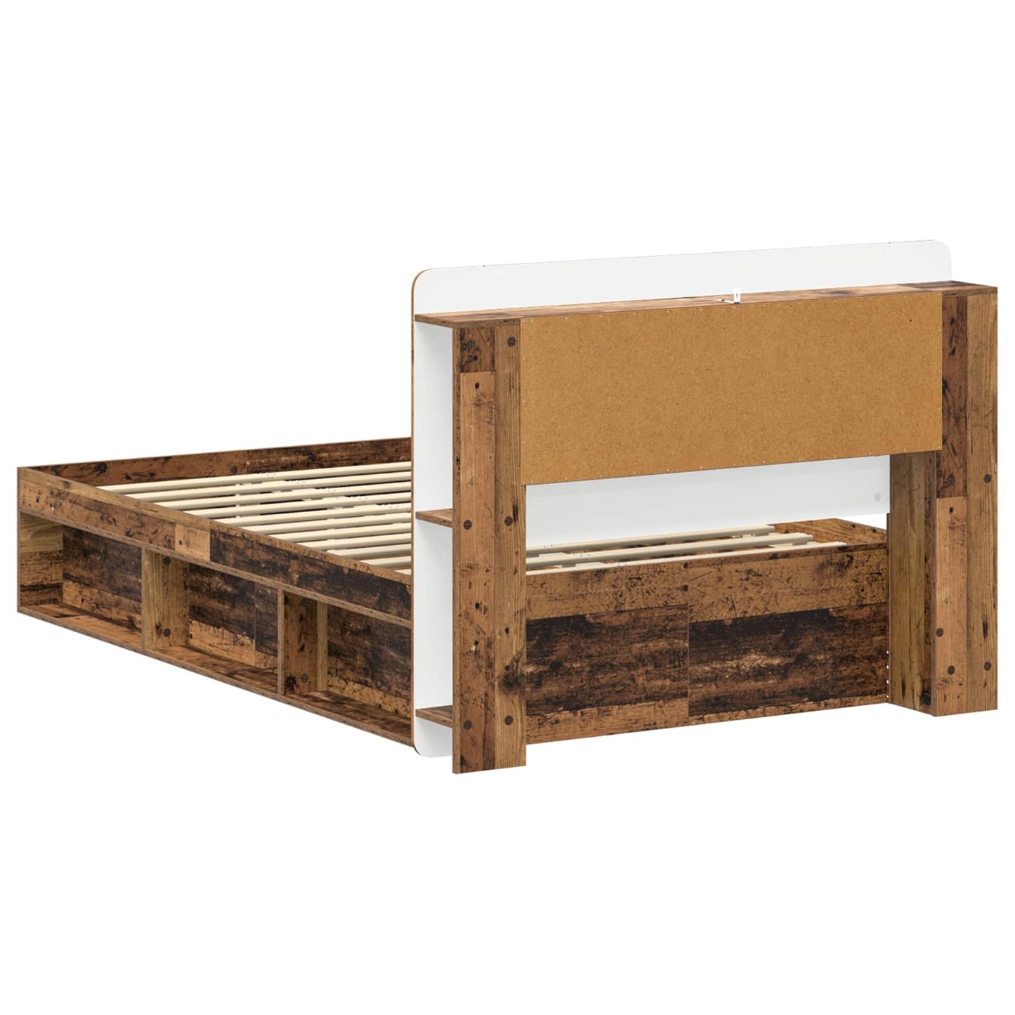 Ágykeret tárolóval fejtámlával Antik Fa 120 x 190 cm Szerelt Fa