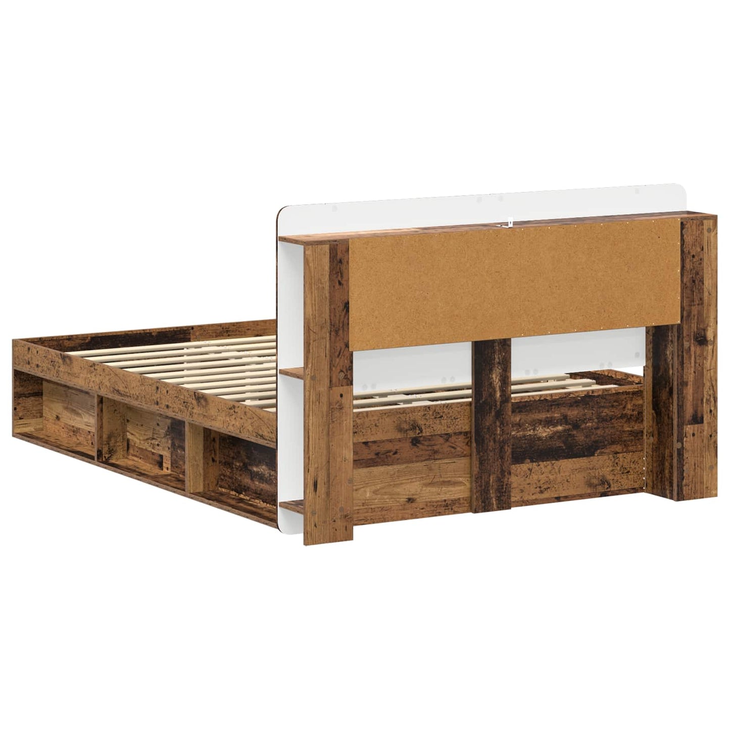 Ágykeret tárolóval fejtámlával Antik Fa 140 x 190 cm Szerelt Fa