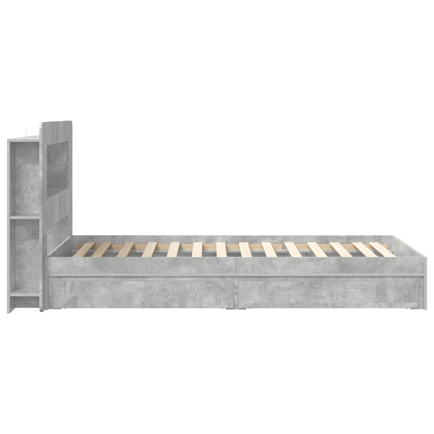Ágykeret tárolóval fiókkal Betonszürke 75 x 190 cm Szerelt Fa