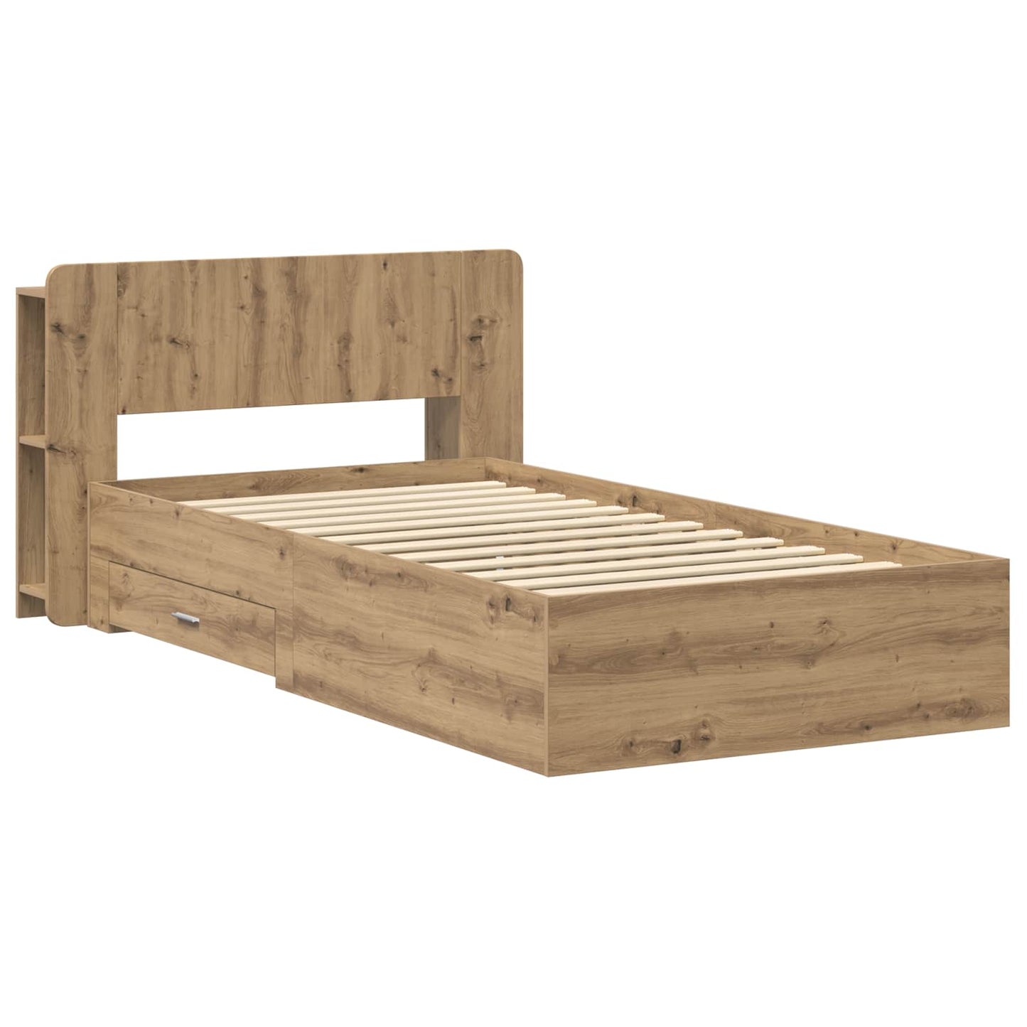 Ágykeret tárolóval Kézműves Tölgy 100 x 200 cm Szerelt Fa