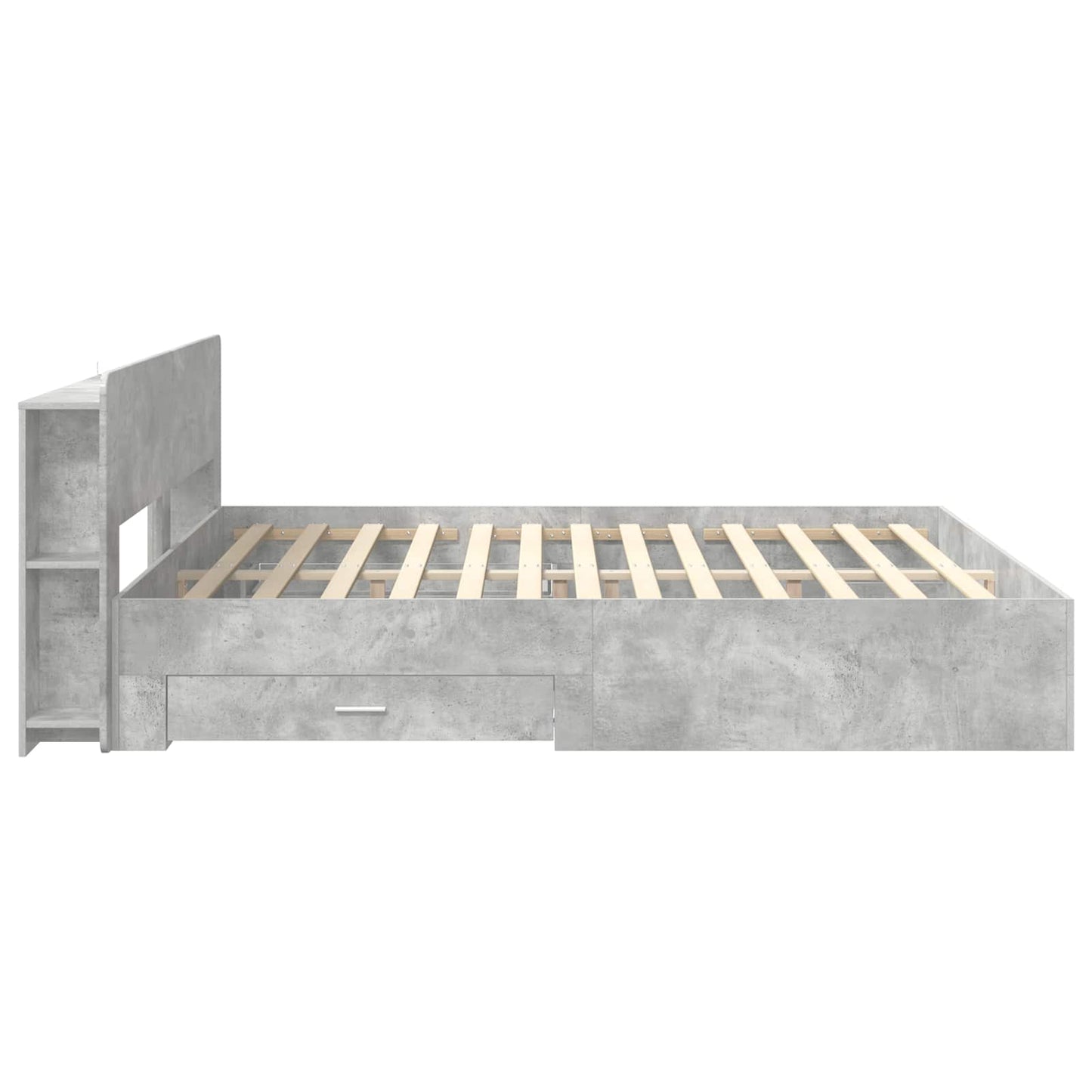 Ágykeret tárolóval Betonszürke 200 x 200 cm Szerelt Fa
