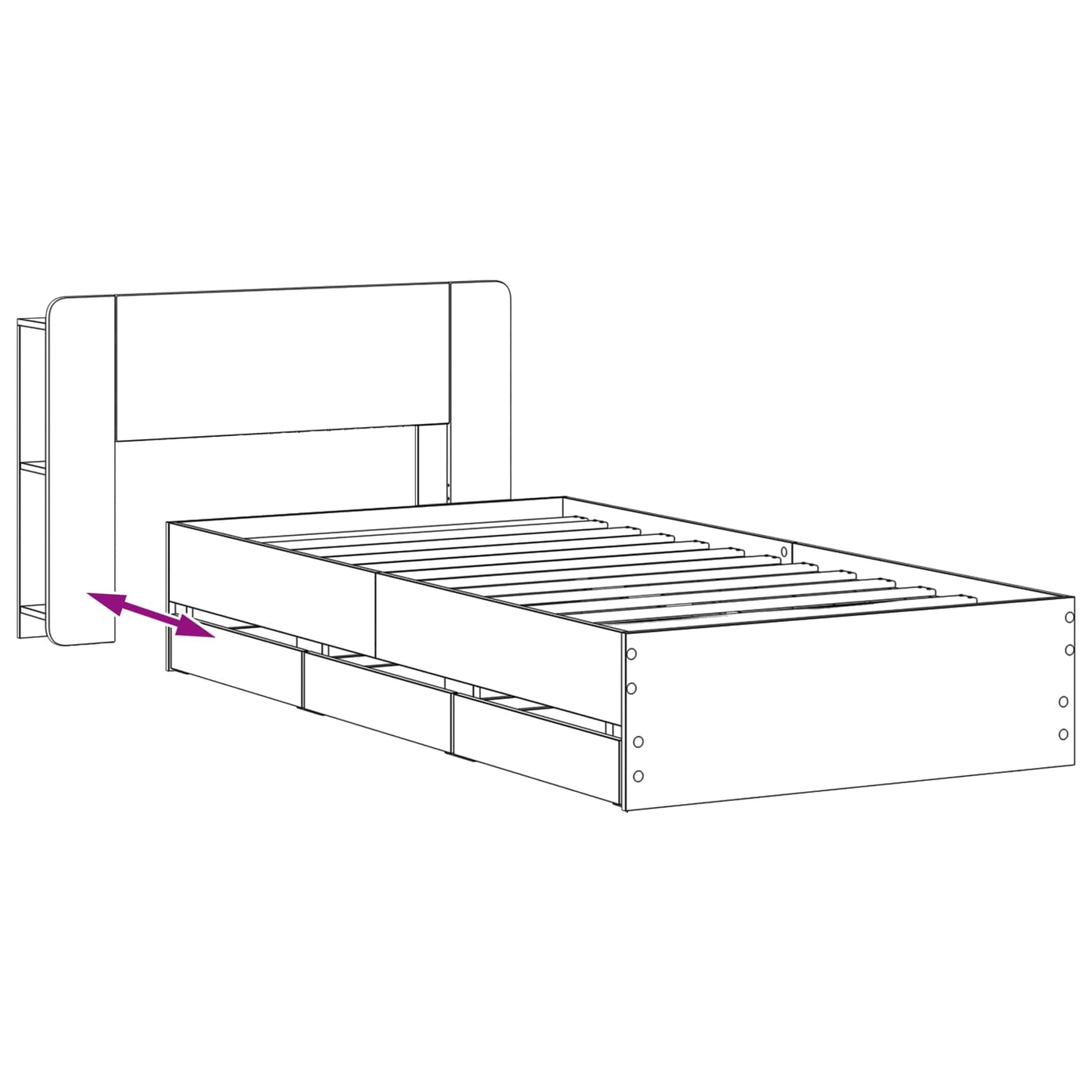 Ágykeret tárolóval fiókkal Antik Fa 80 x 200 cm Szerelt Fa