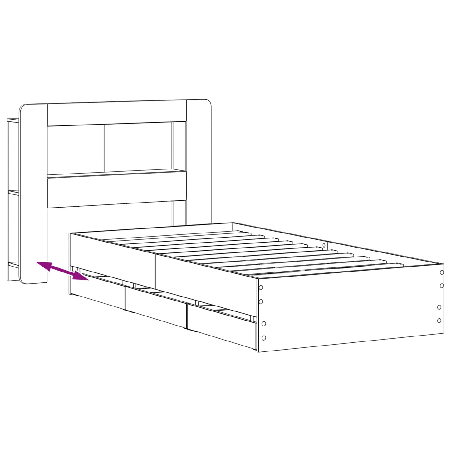 Ágykeret tárolóval fiókkal Antik Fa 80 x 200 cm Szerelt Fa