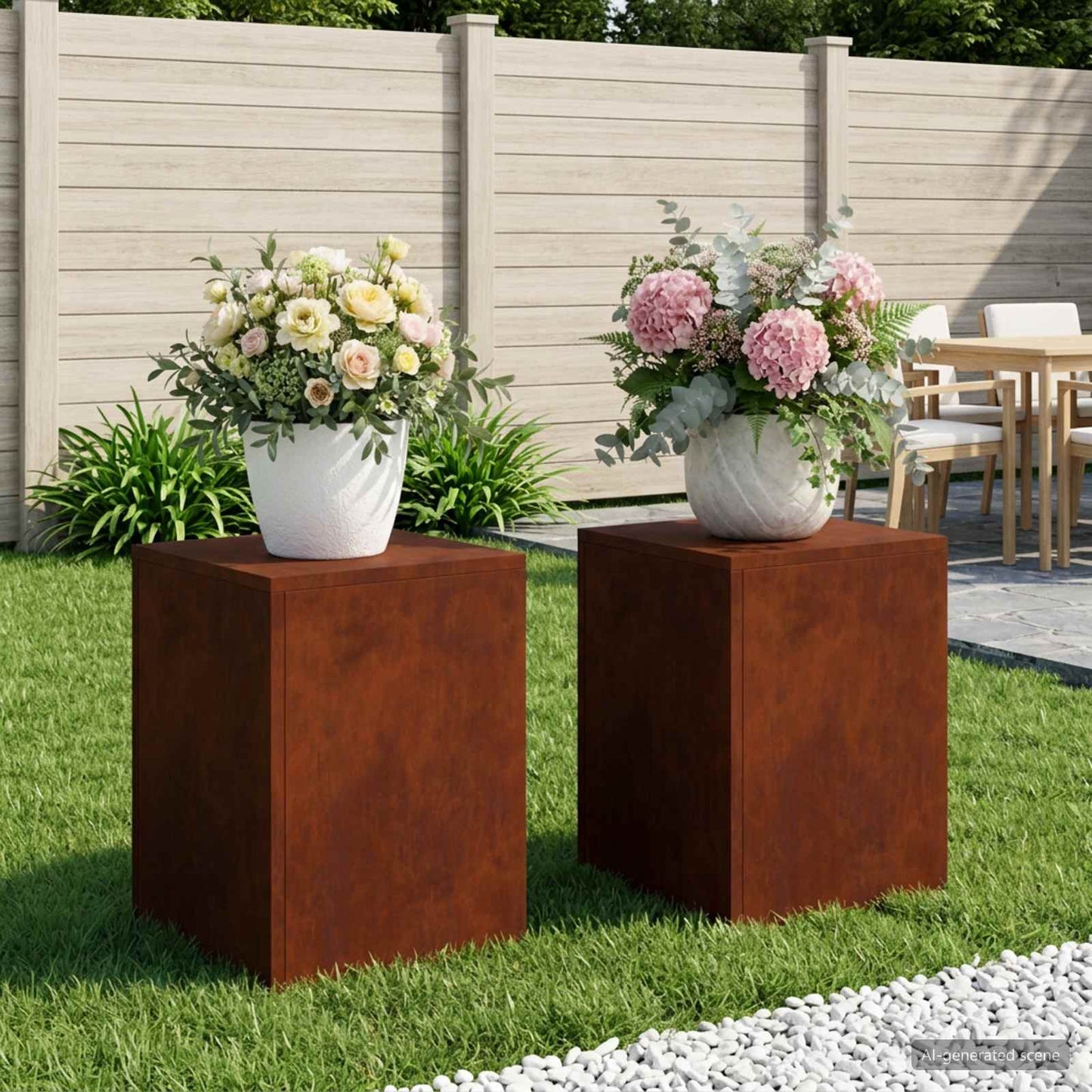 Növényállvány 2 pcs Rozsdás 30 x 30 x 40 cm Időjárásálló Acél