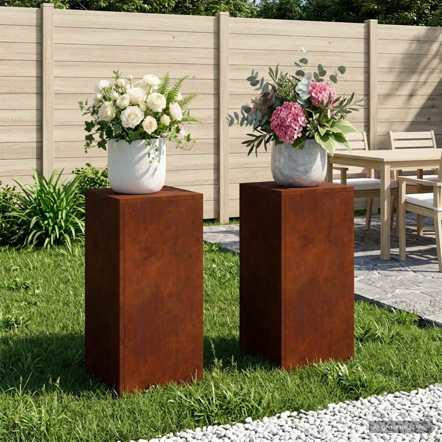 Növényállvány 2 pcs Rozsdás 30 x 30 x 60 cm Időjárásálló Acél
