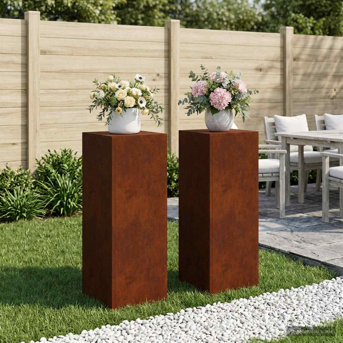 Növényállvány 2 pcs Rozsdás 30 x 30 x 80 cm Időjárásálló Acél