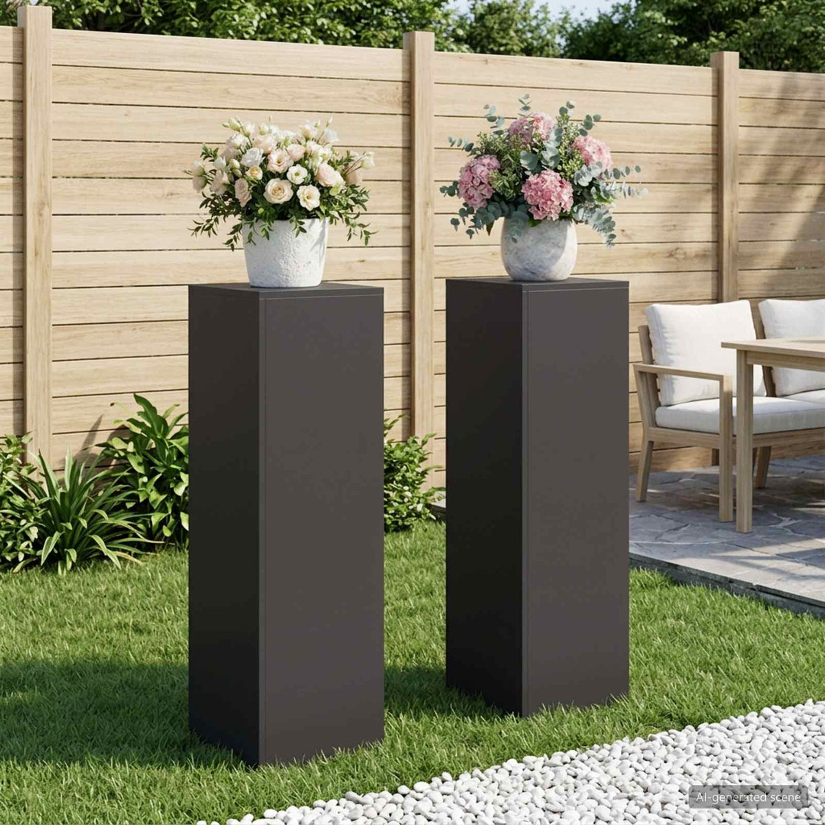 Növényállvány 2 pcs Fekete 30 x 30 x 100 cm Acél