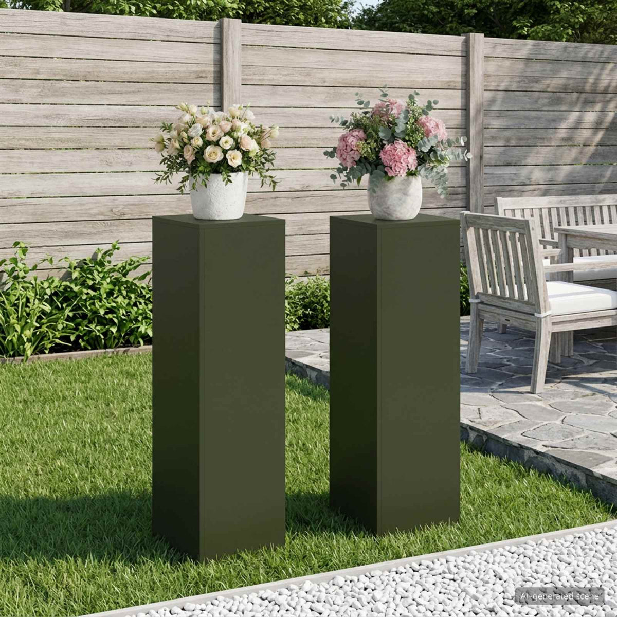Növényállvány 2 pcs Olajzöld 30 x 30 x 100 cm Acél