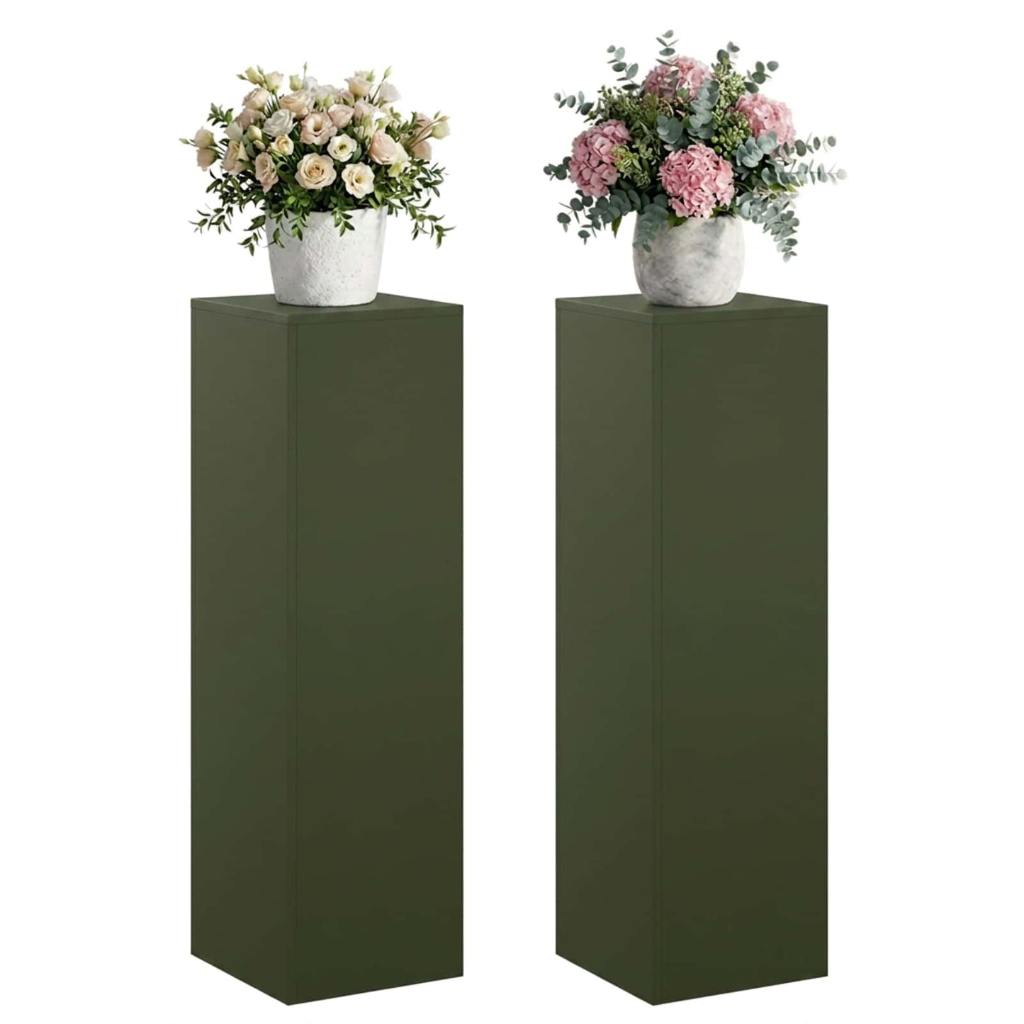 Növényállvány 2 pcs Olajzöld 30 x 30 x 100 cm Acél