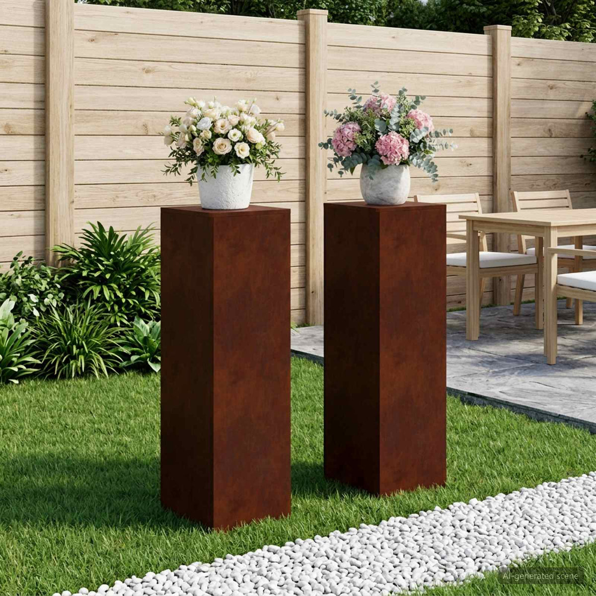 Növényállvány 2 pcs Rozsdás 30 x 30 x 100 cm Időjárásálló Acél