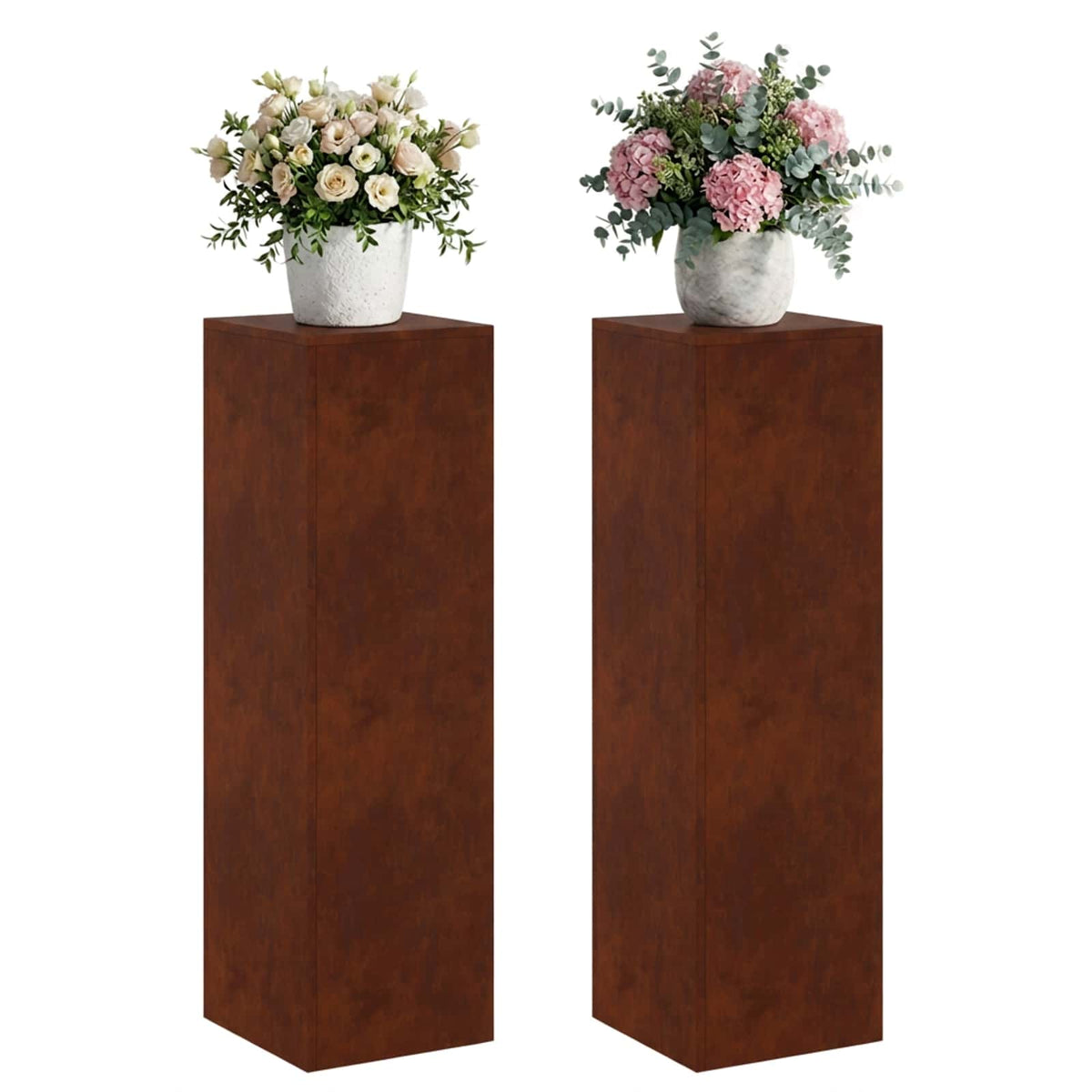 Növényállvány 2 pcs Rozsdás 30 x 30 x 100 cm Időjárásálló Acél