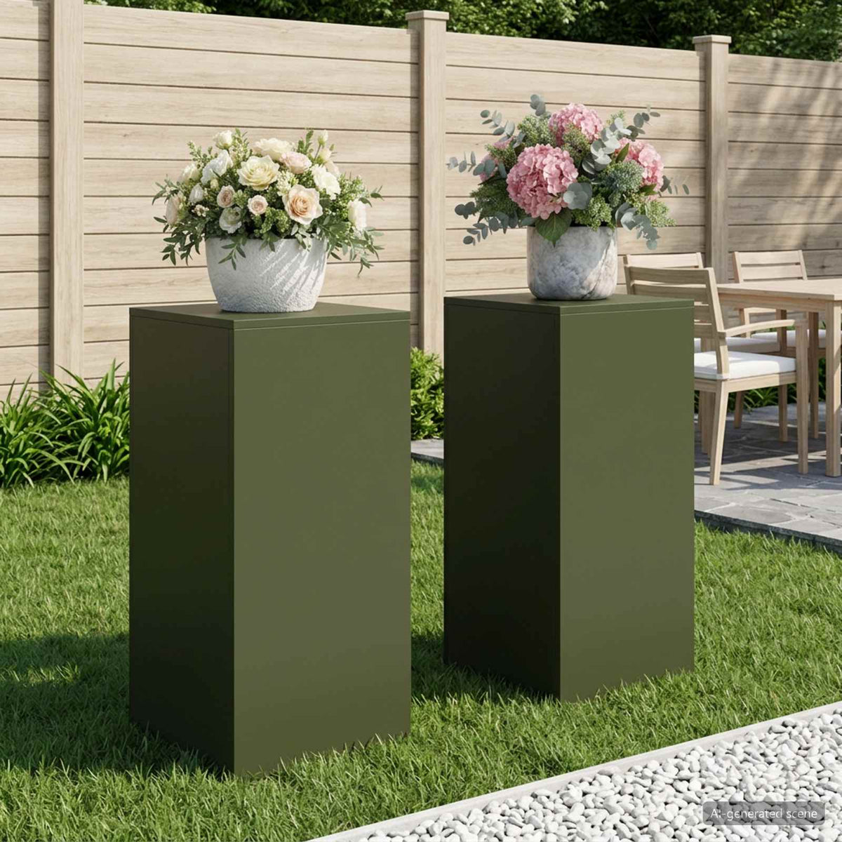 Növényállvány 2 pcs Olajzöld 40 x 40 x 80 cm Acél