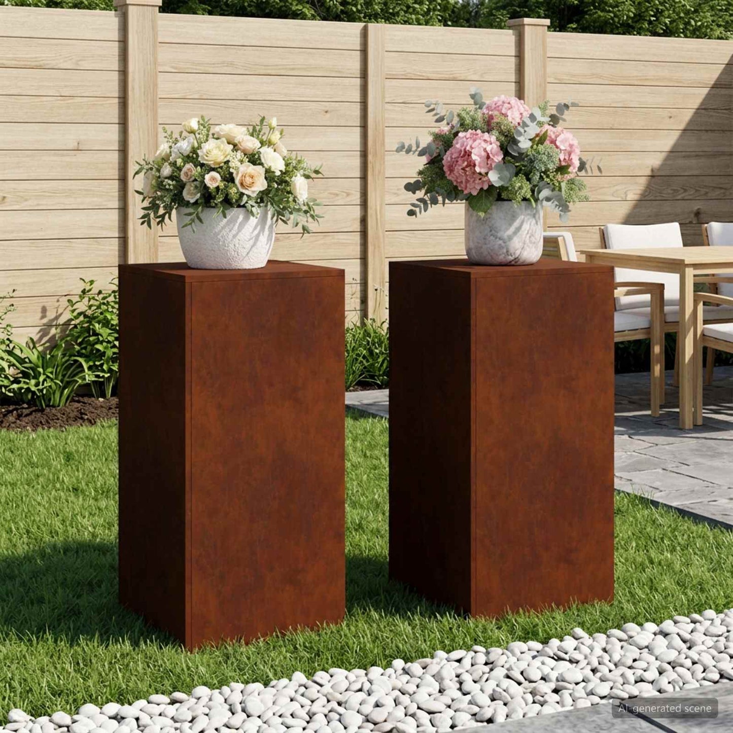 Növényállvány 2 pcs Rozsdás 40 x 40 x 80 cm Időjárásálló Acél