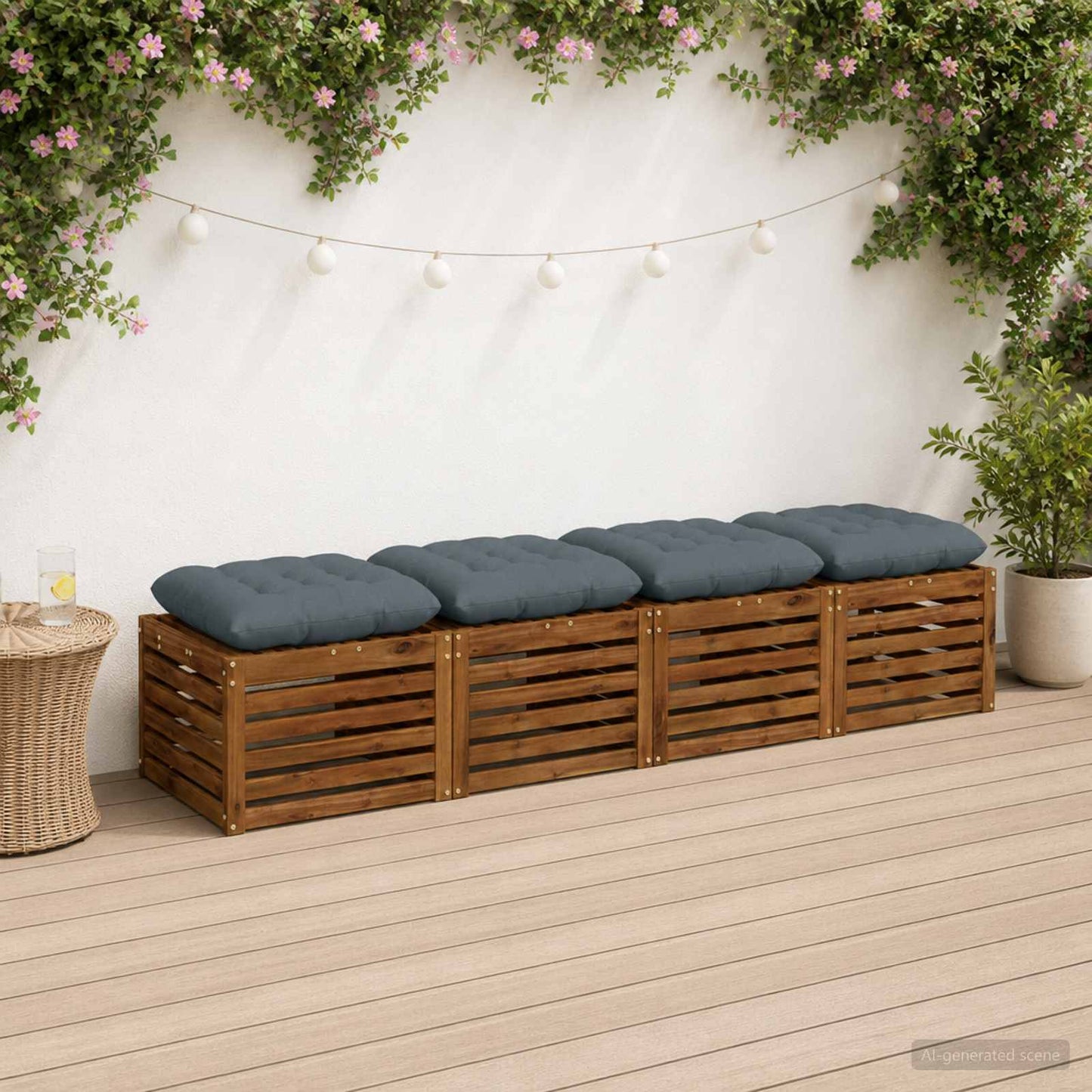 Ülőpárnák VIANEN 4 db 100% poliészter Kék 60 x 60 x 12 cm