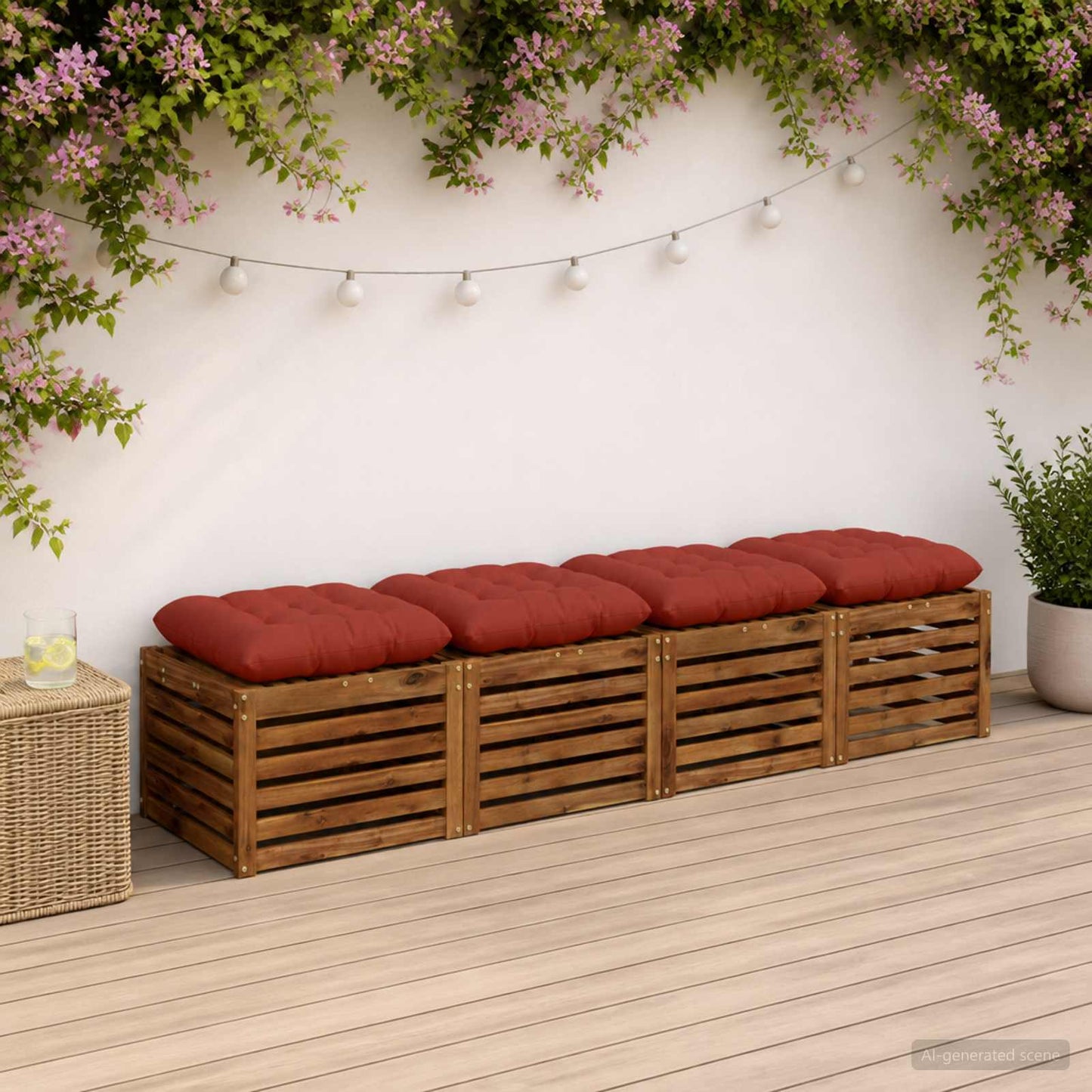 Ülőpárnák VIANEN 4 db 100% poliészter Piros 50 x 50 x 12 cm