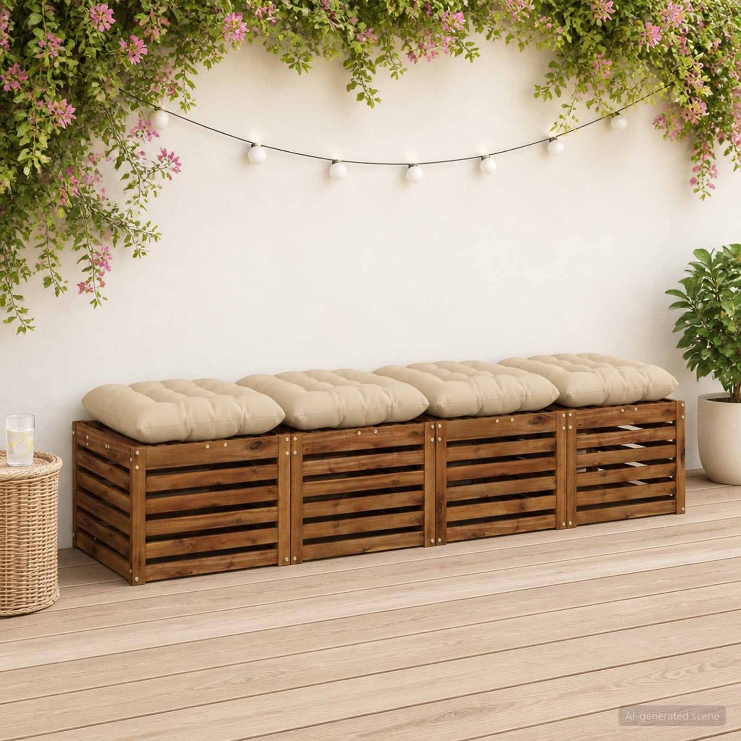 Ülőpárnák VIANEN 4 db 100% poliészter Krémszínű 50 x 50 x 12 cm