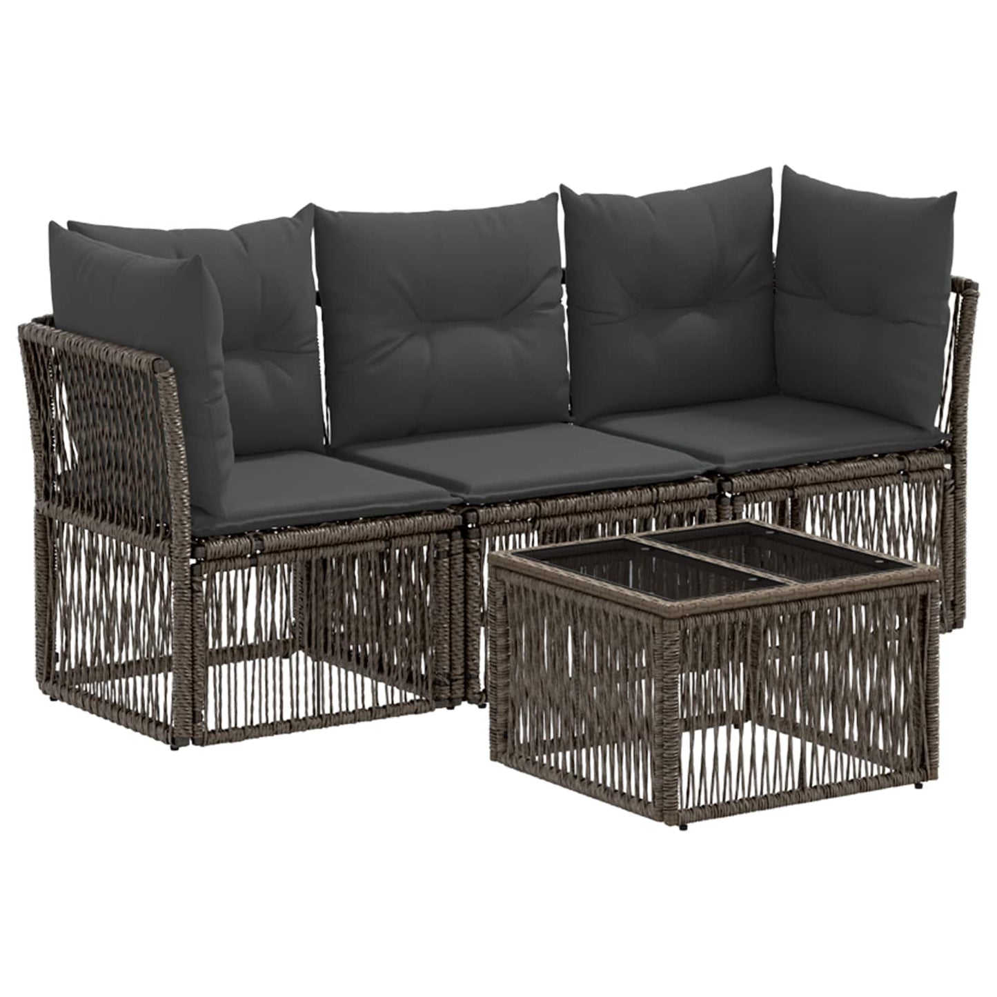 Kerti Kanapé Szett 4 pcs Szürke polirattan