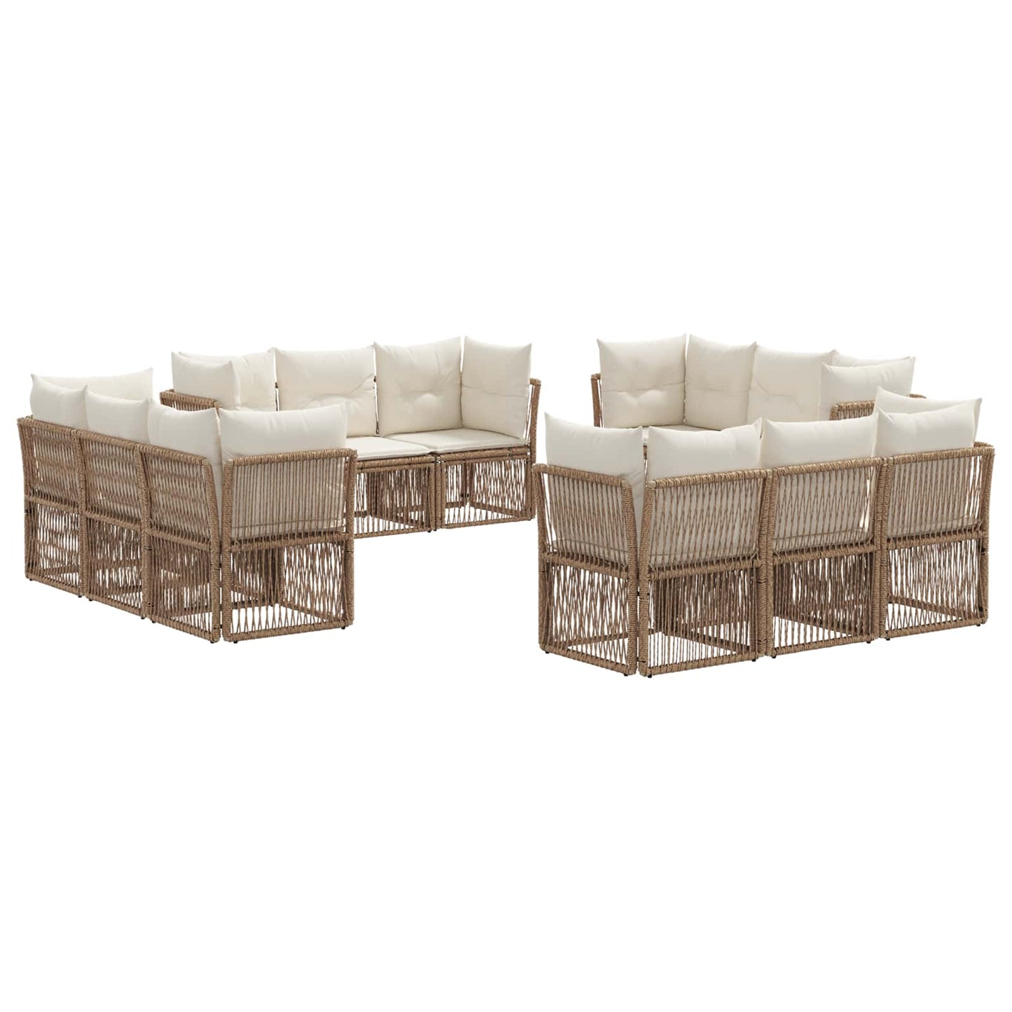 Kerti Kanapé Szett 12 pcs Bézs polirattan
