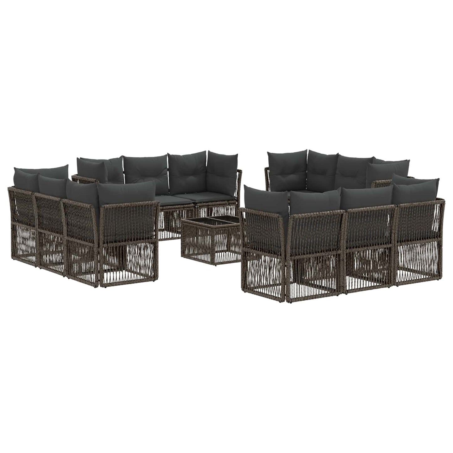 Kerti Kanapé Szett 13 pcs Szürke polirattan