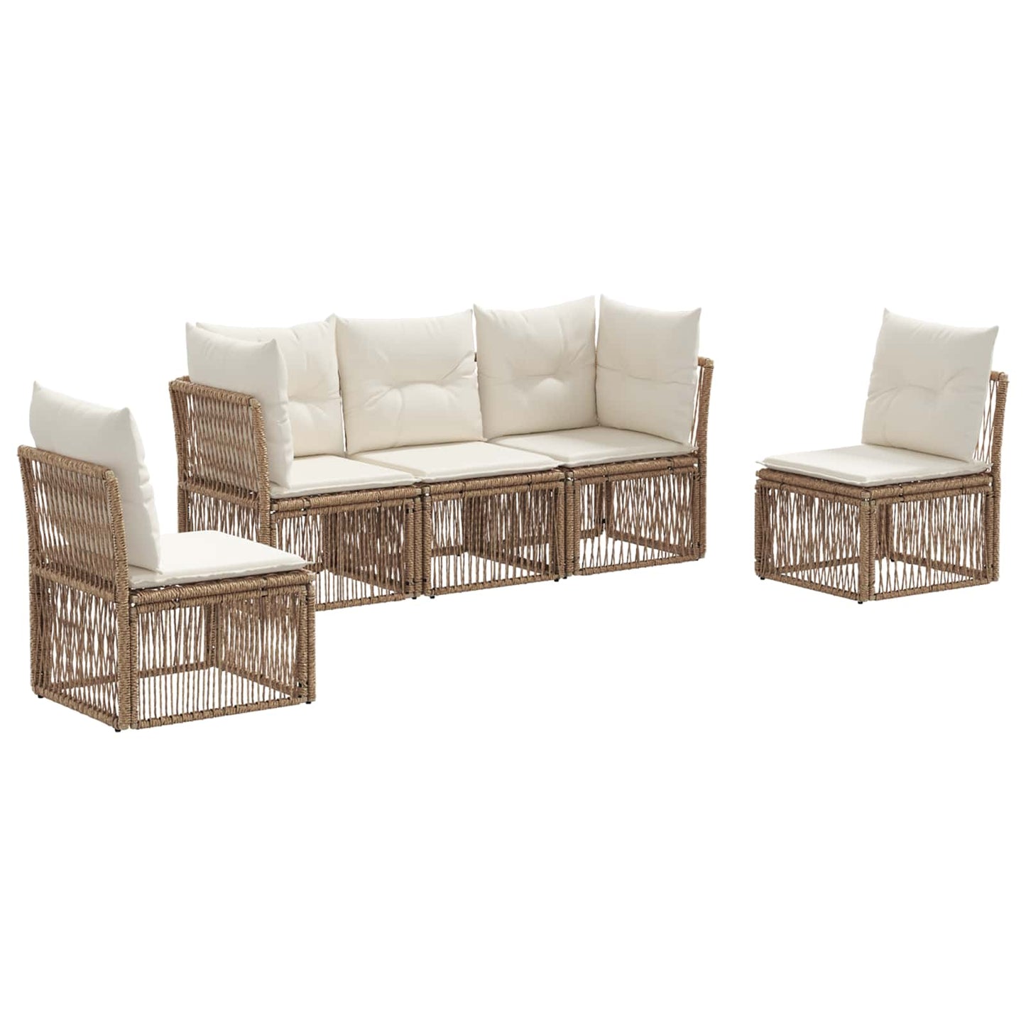 Kerti Kanapé Szett 5 pcs Bézs polirattan