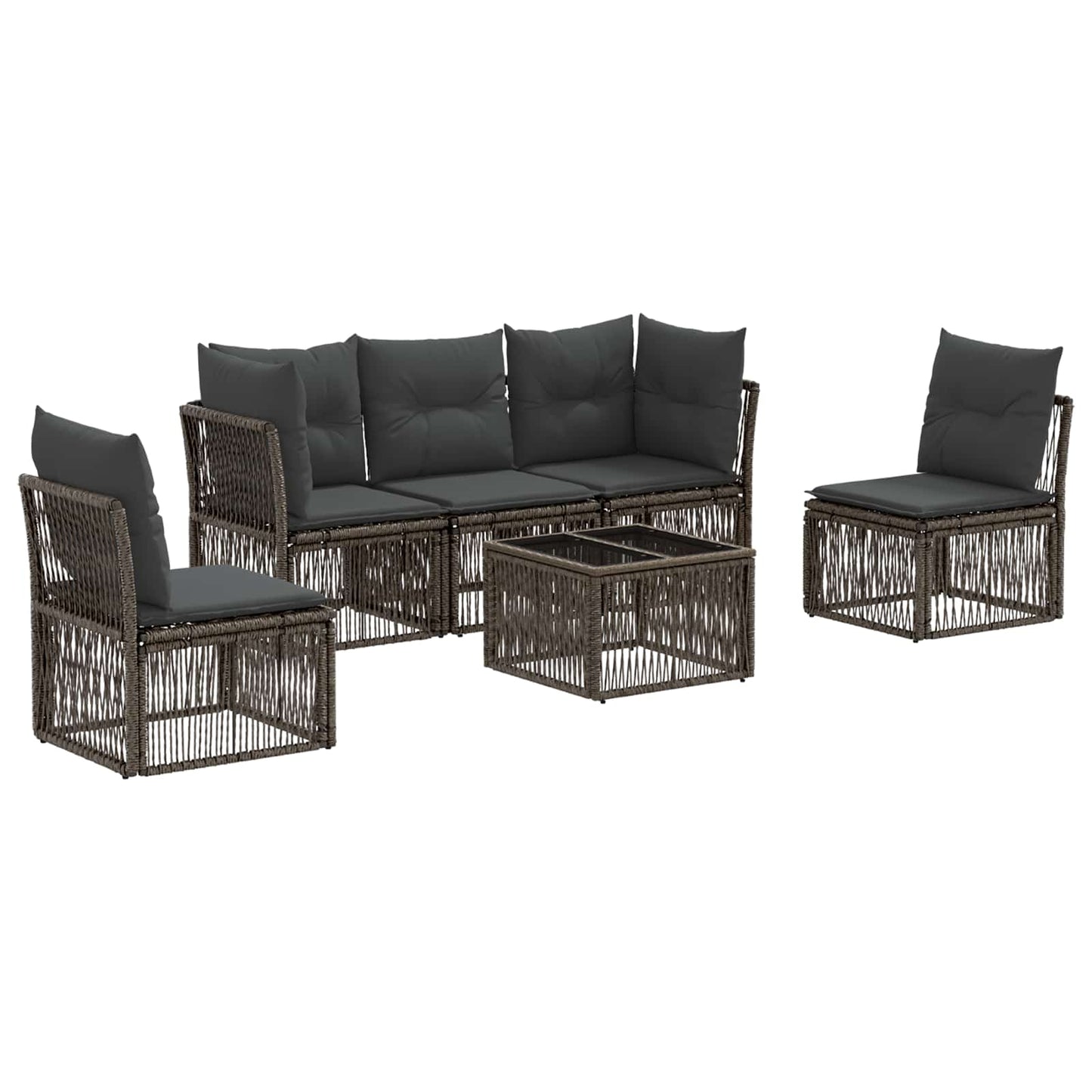 Kerti Kanapé Szett 6 pcs Szürke polirattan