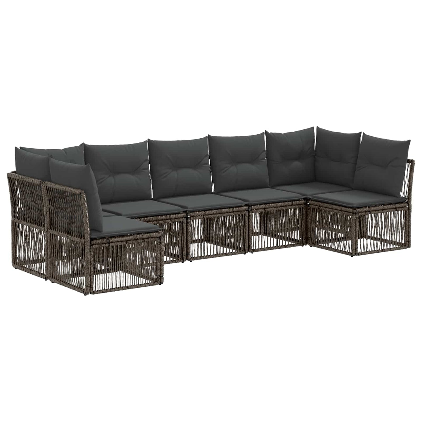Kerti Kanapé Szett 7 pcs Szürke polirattan