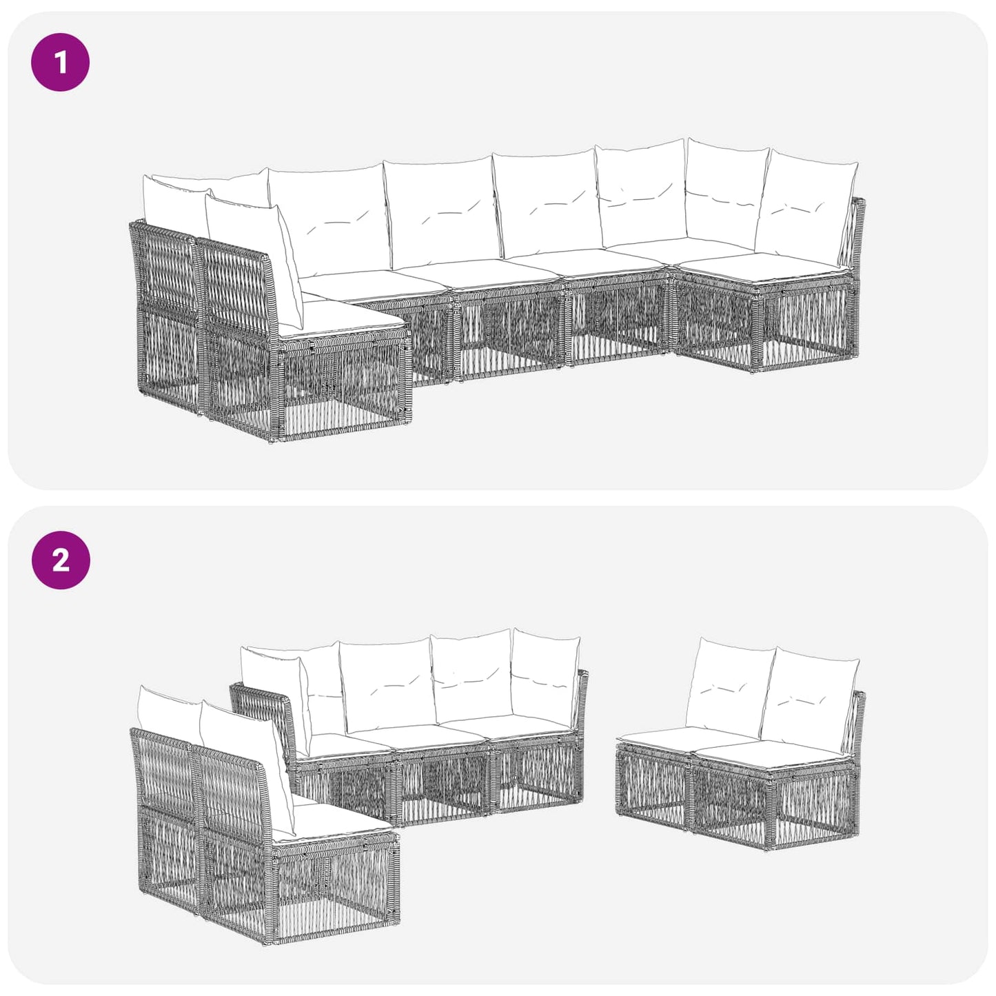 Kerti Kanapé Szett 7 pcs Bézs polirattan